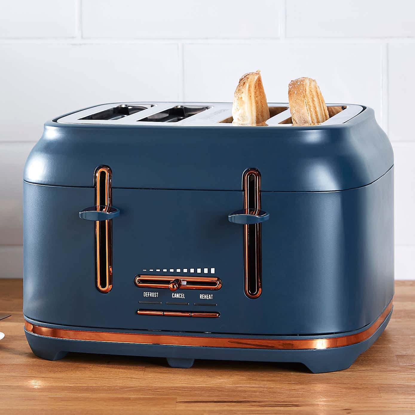Dunelm Matt Navy Copper Kettle and Toaster Set