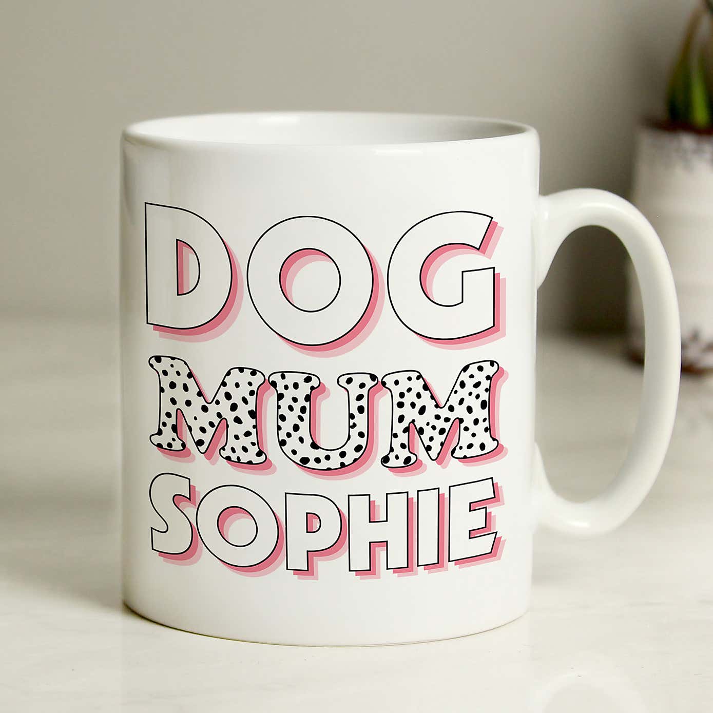 Personalised Dog Mum Spots Mug Pink