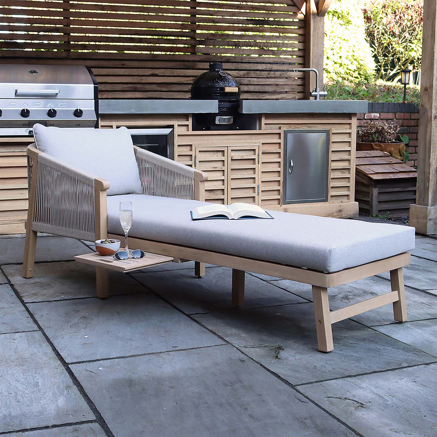 A.Mir Roma Sunlounger with Pull Out Side Table