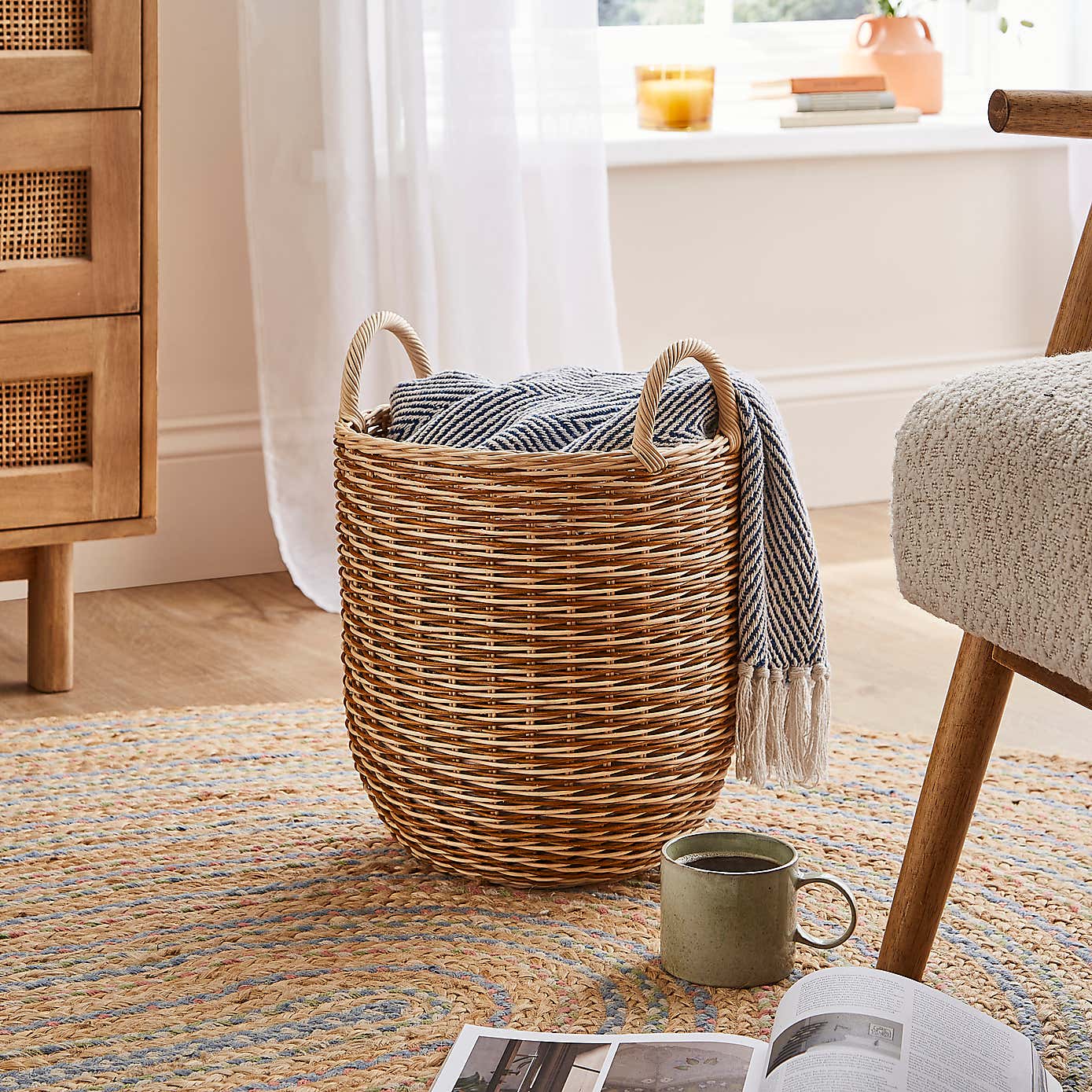 Round Woven Rattan Basket