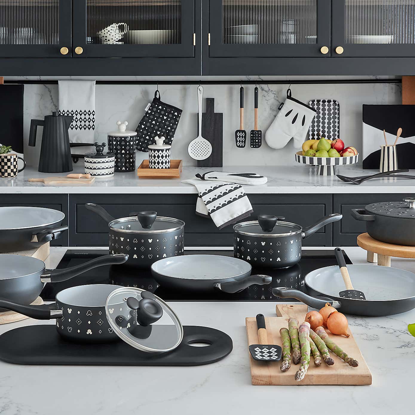 Disney Mickey Mono Black Cotton Apron