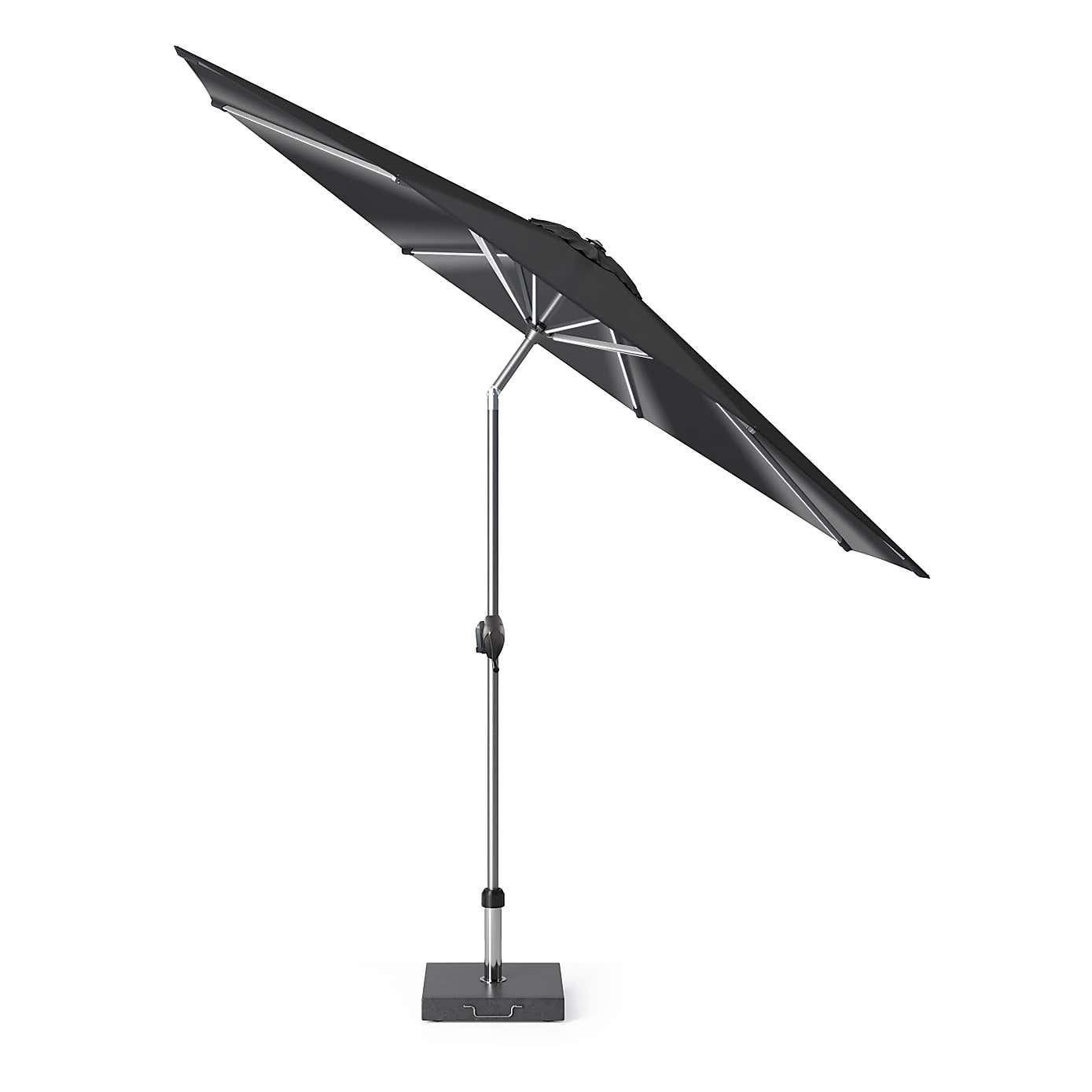 Glow Defender 3m Round Centre Pole Parasol with Rome Polished Black Granite Base