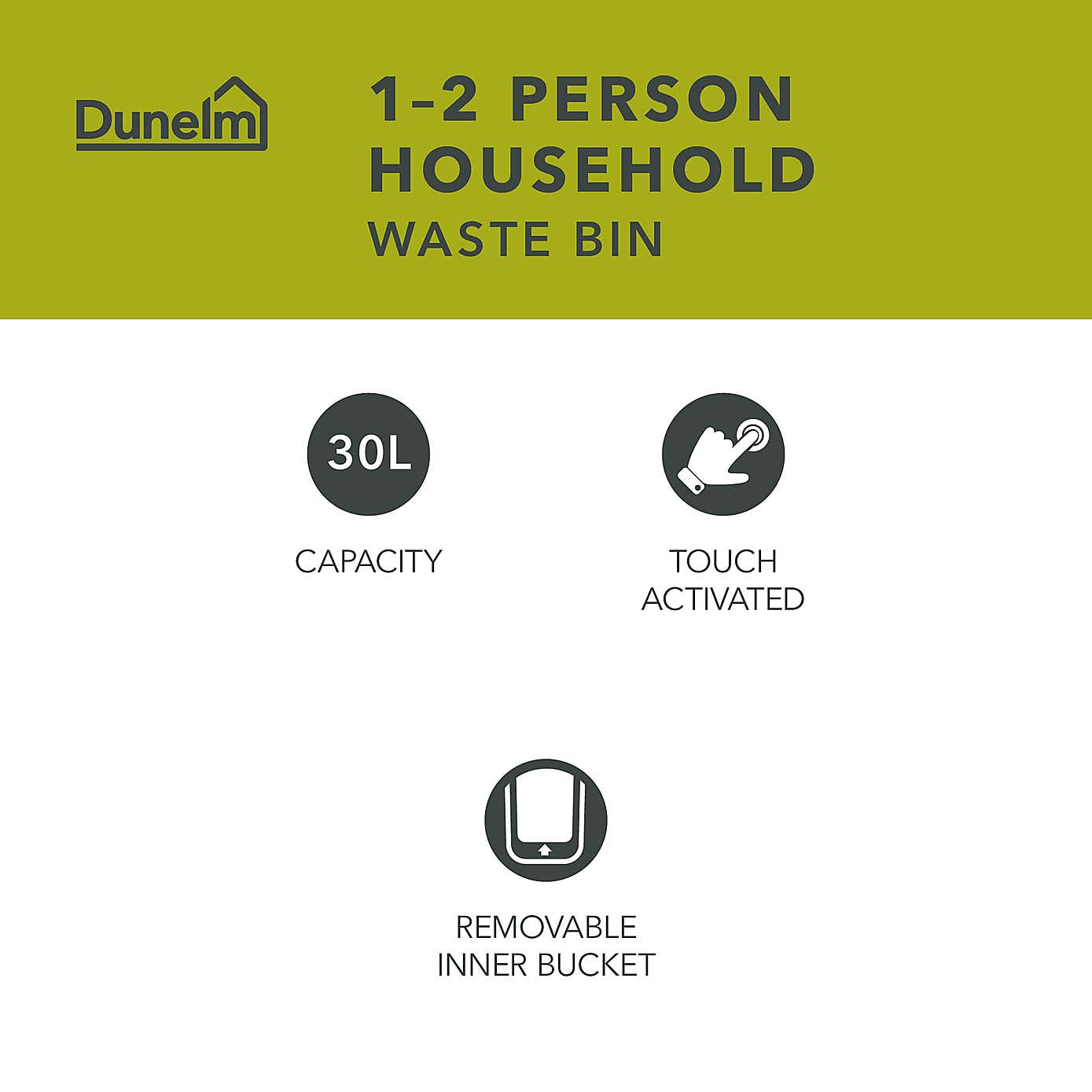 Dunelm 30L Grey Press Top Bin