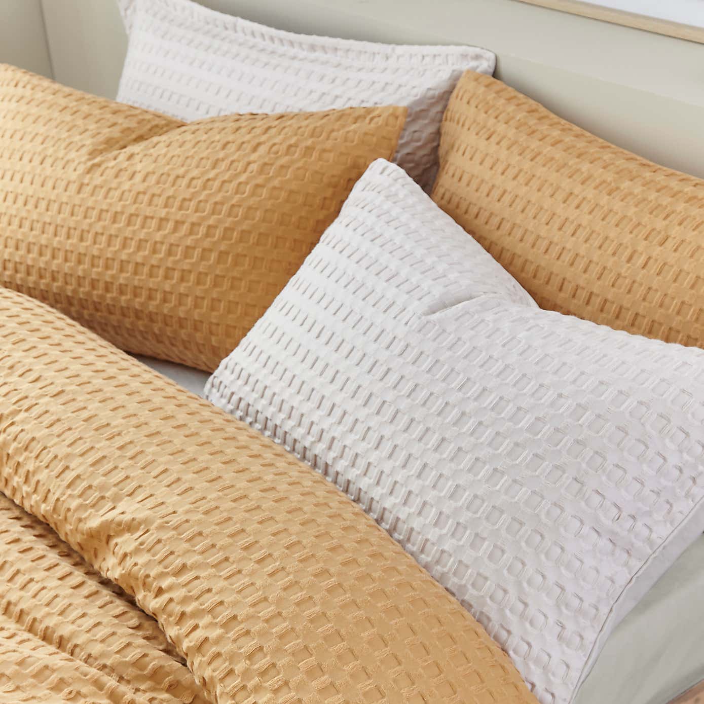 Emerson Waffle Sage Green Duvet Cover and Pillowcase Set