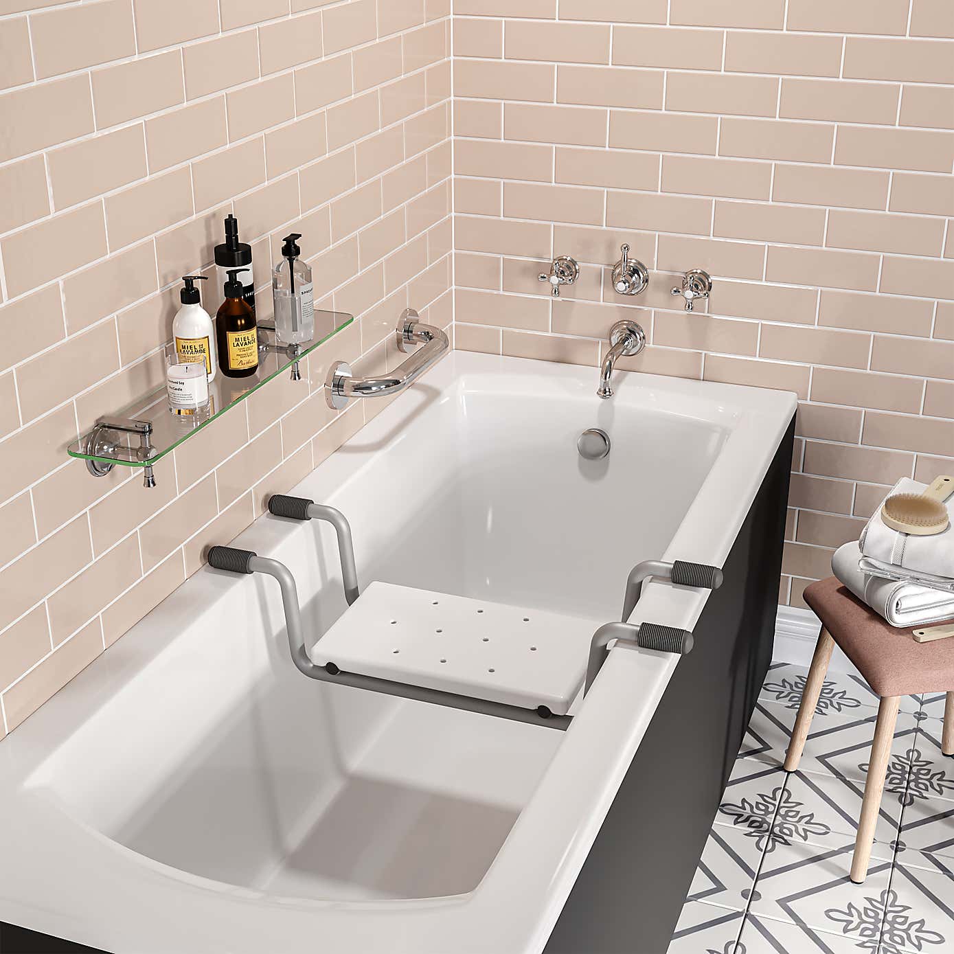 Easy-Fit White Bath Bench