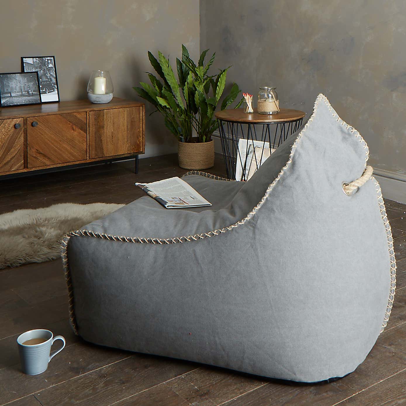 Charcoal Canvas Bean Chair