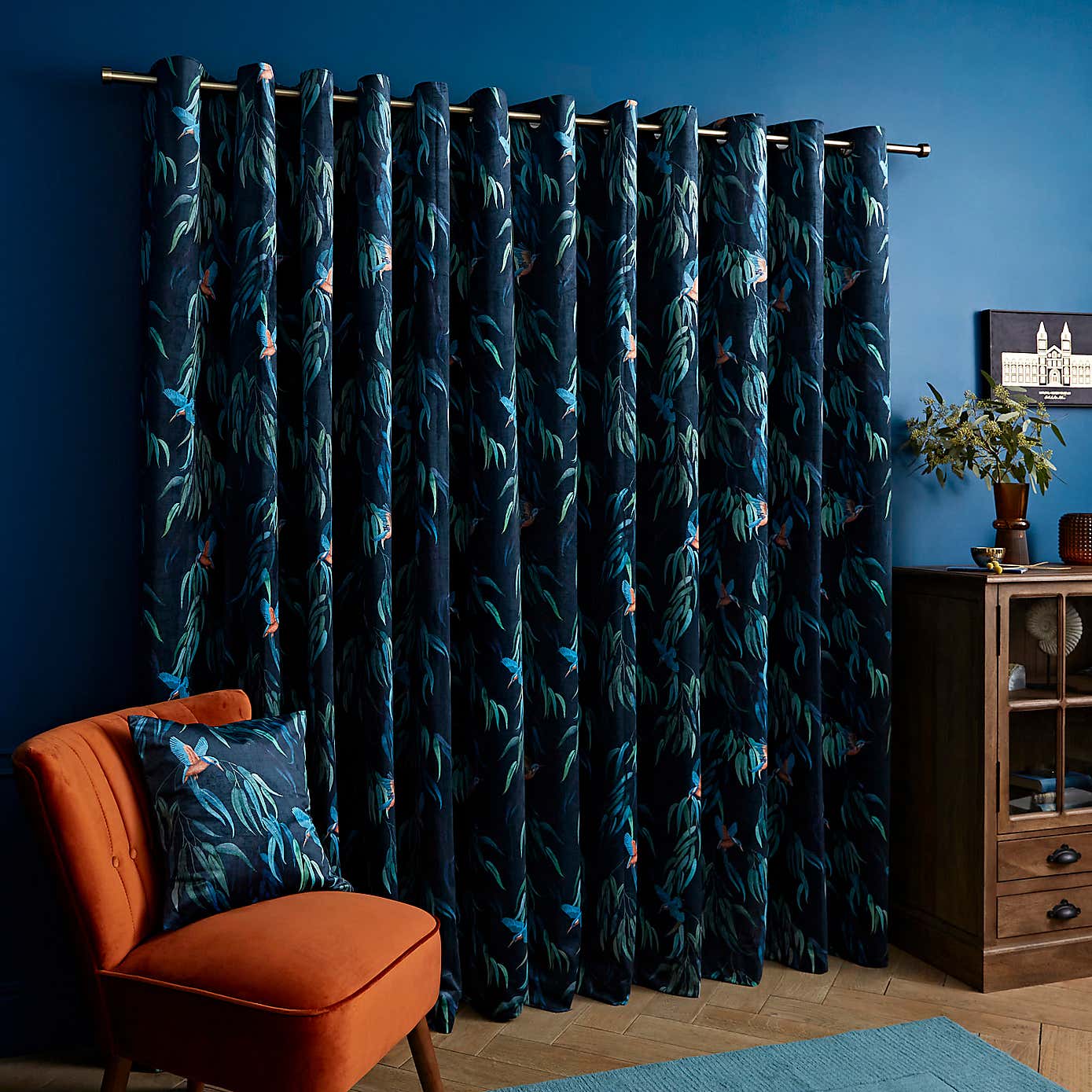 Natural History Museum Kingfisher Eyelet Curtains