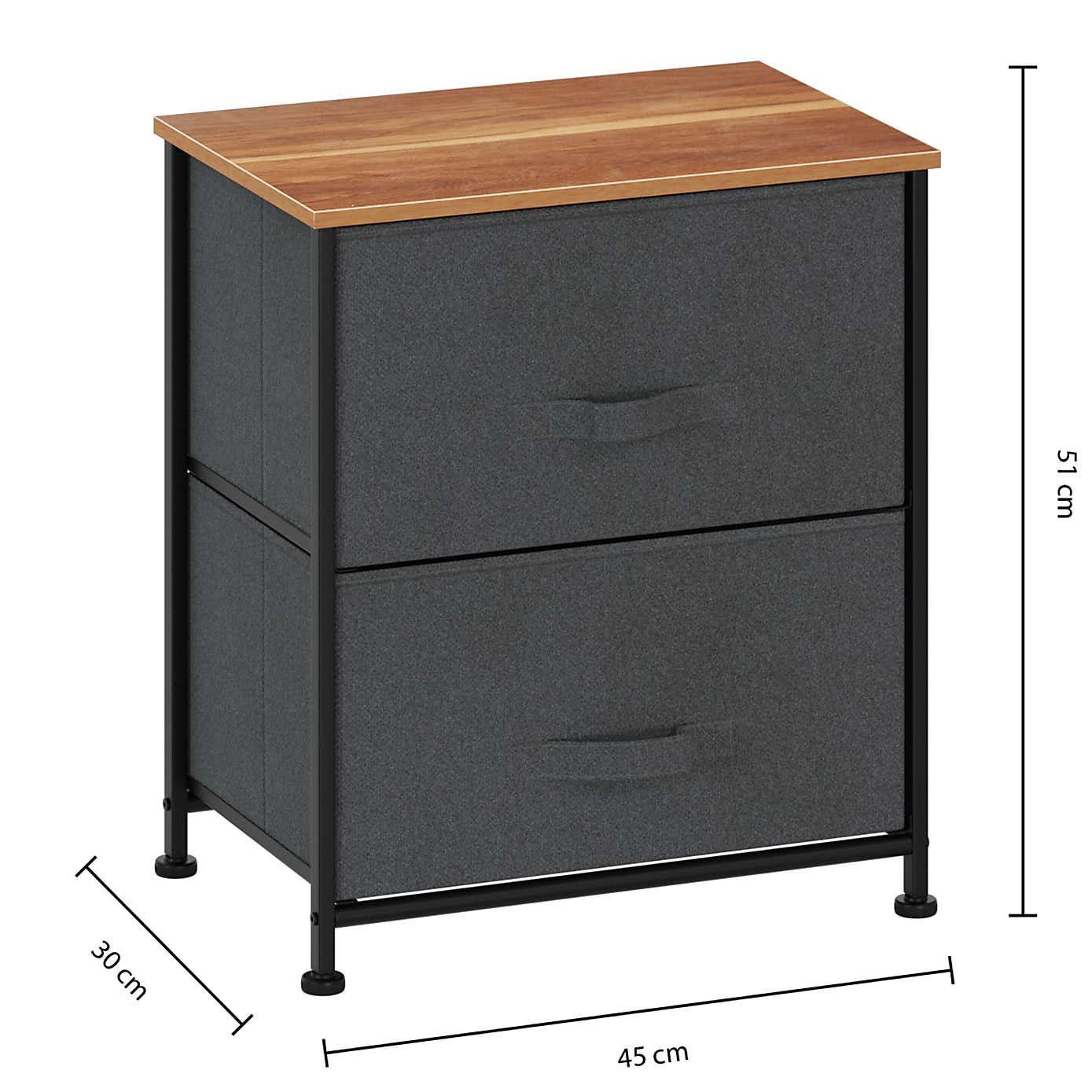 Tissa Grey 2 Drawer Storage Unit