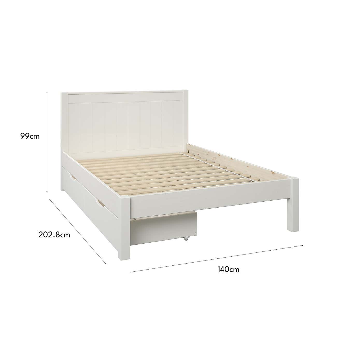 Stompa Classic Low End Bed with 2 Underbed Drawers