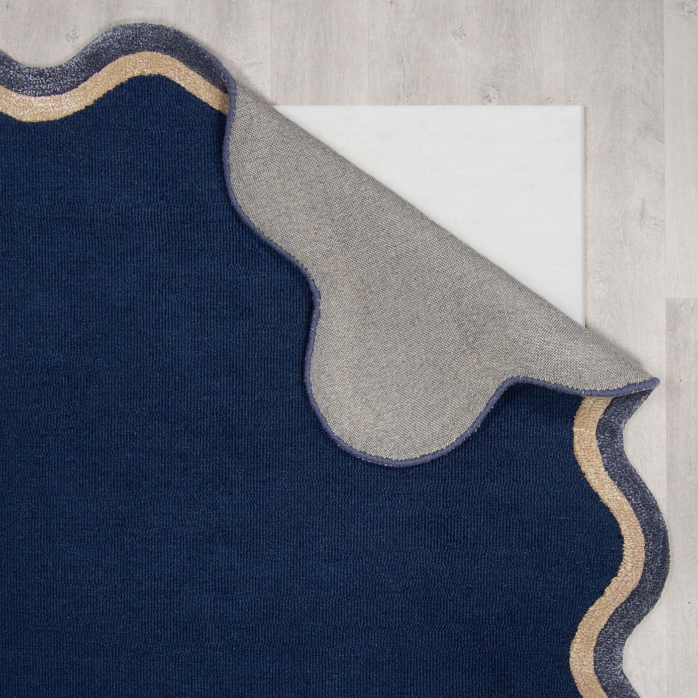 Azure Wave Border Wool Rug