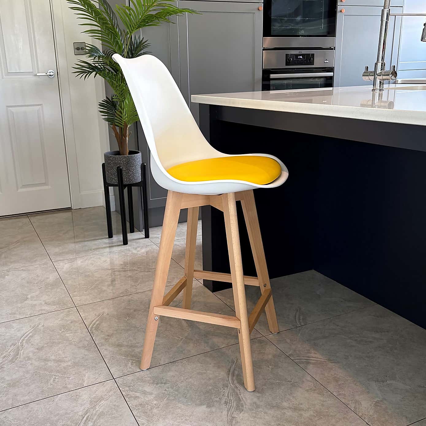 Fusion Living Soho White Plastic Bar Stool