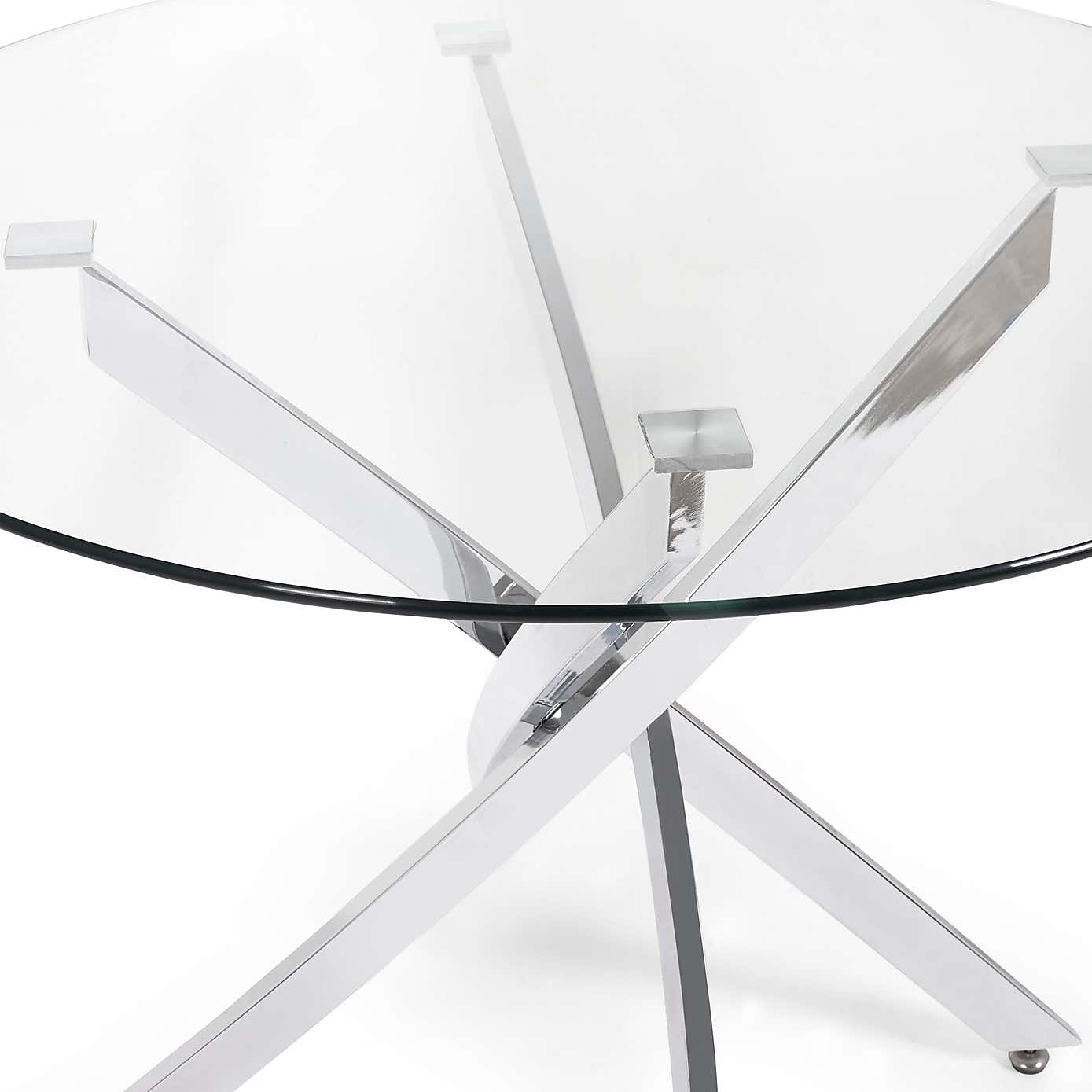 Anderson 4 Seater Round Glass Dining Table