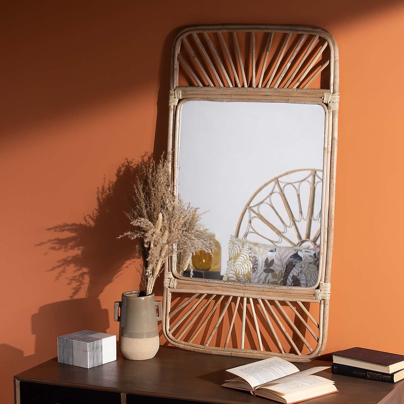 Ouko Rattan Rectangle Wall Mirror
