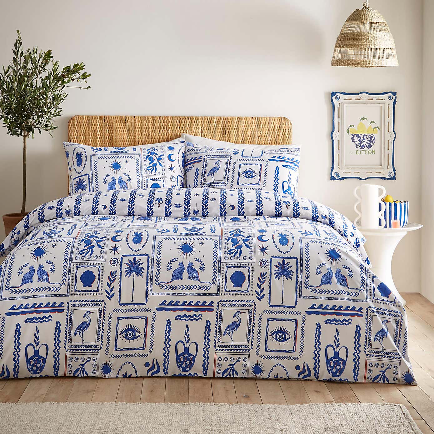 Riva Frieze Blue Duvet Cover and Pillowcase Set