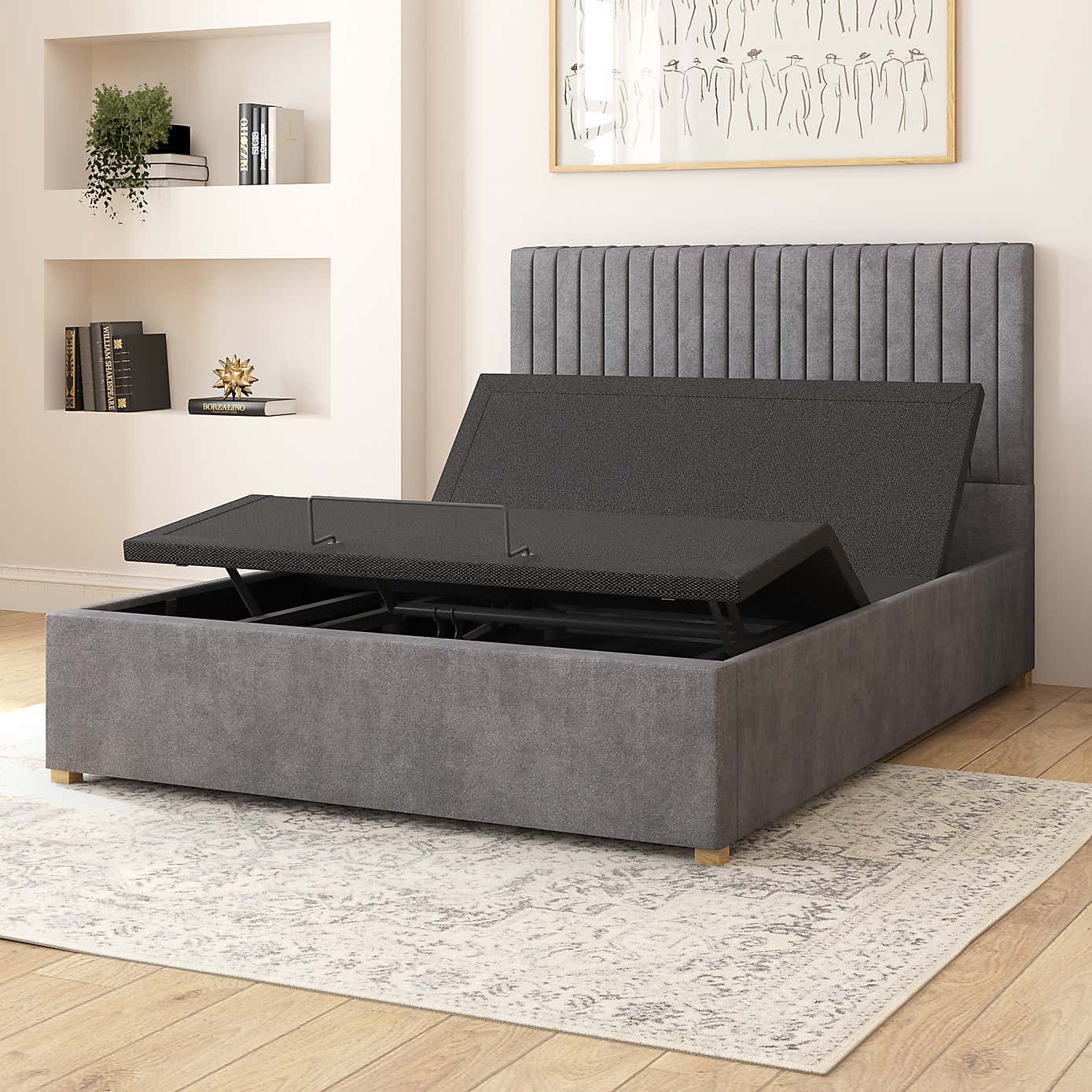 Grant Plush Velvet Adjustable Bed