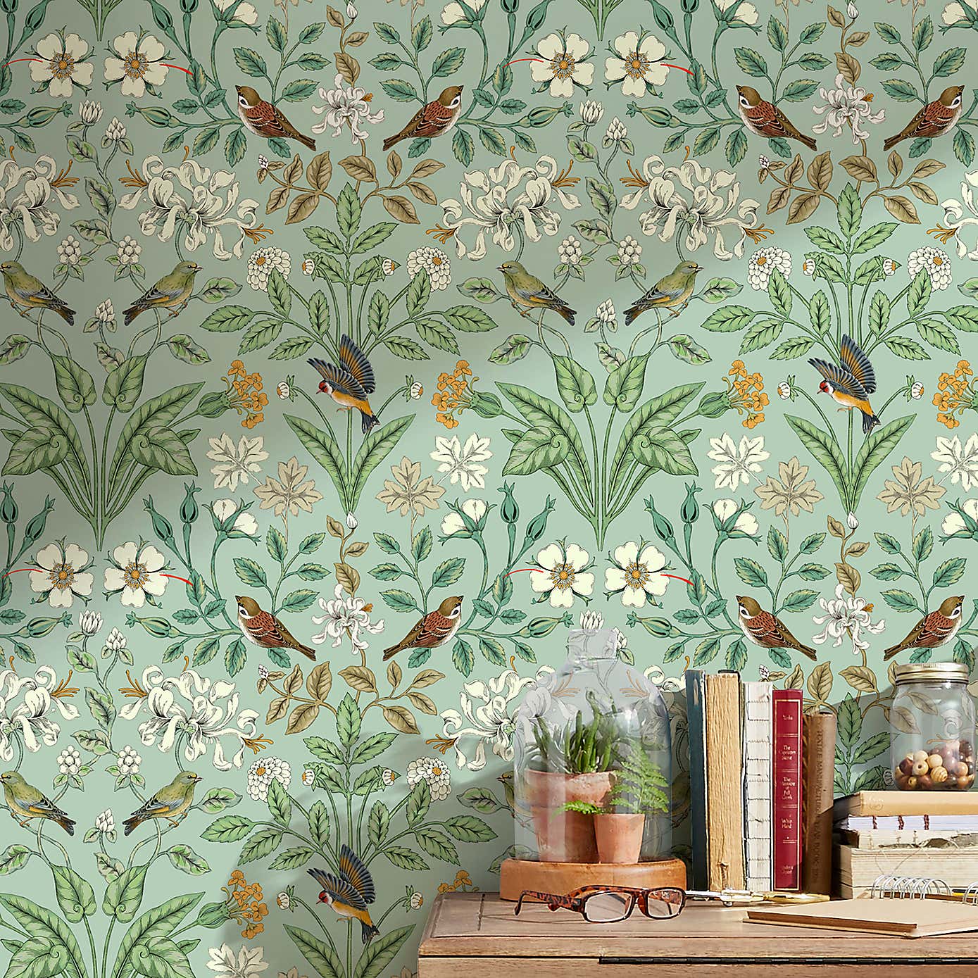 Garden Birds Matte Flat Wallpaper
