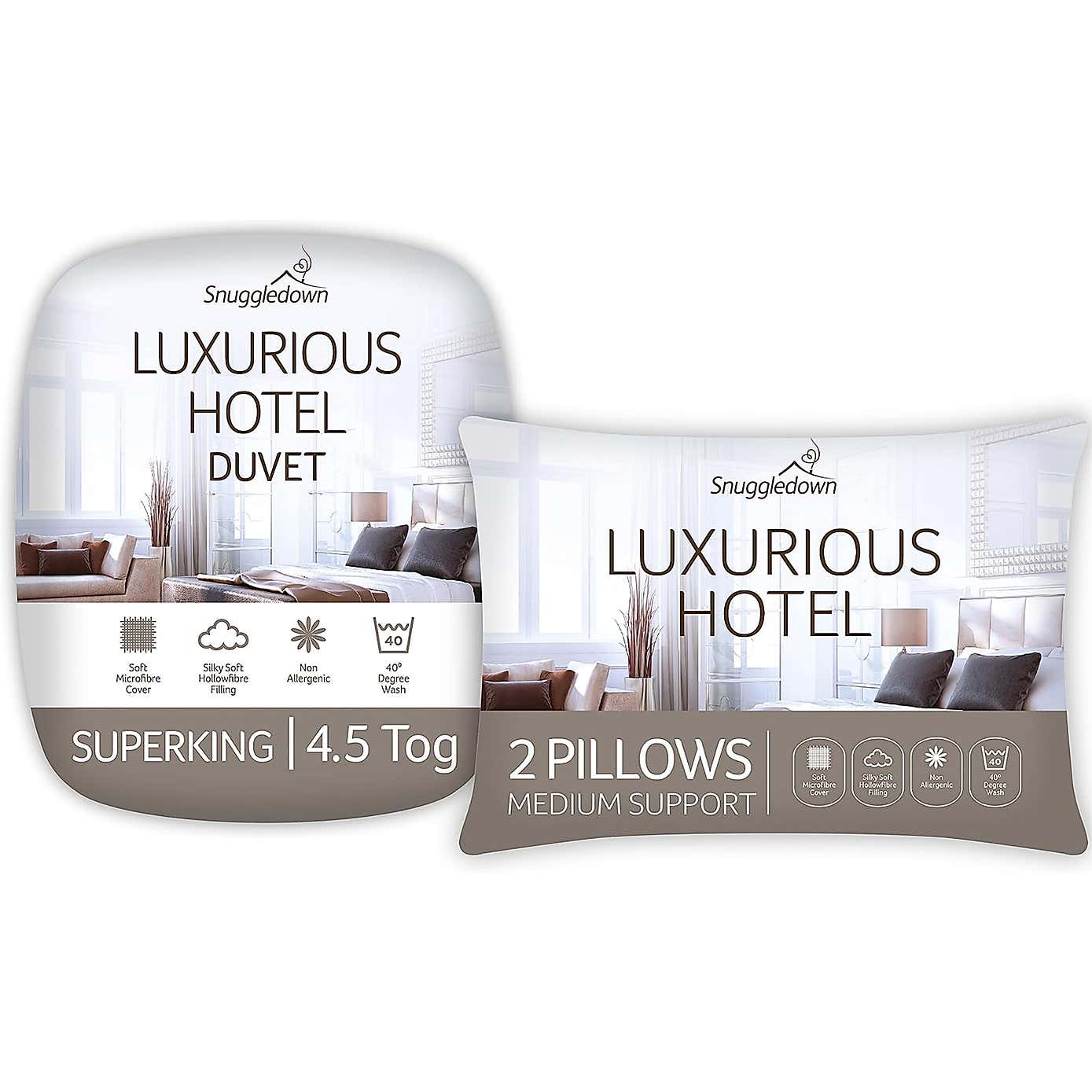 Snuggledown Luxurious Hotel 4.5 Tog Duvet and Pillow Set