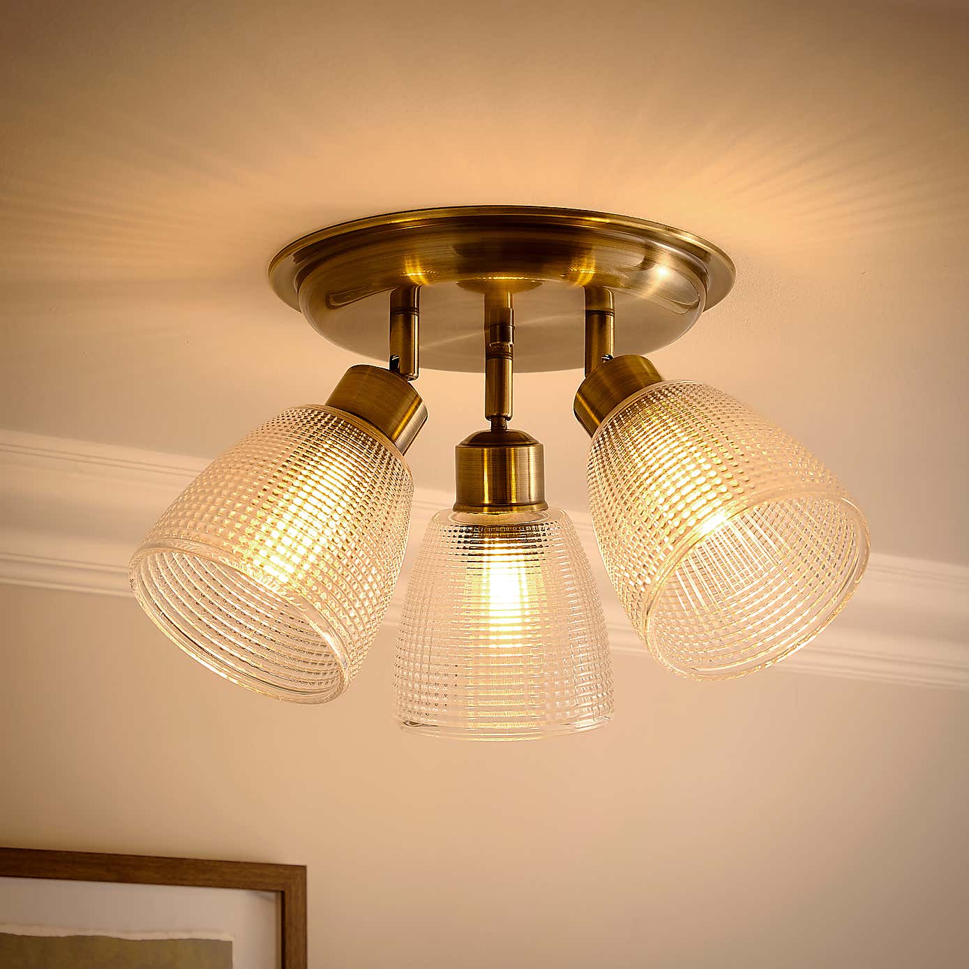 Kibworth Ribbed 3 Light Adjustable Spotlight