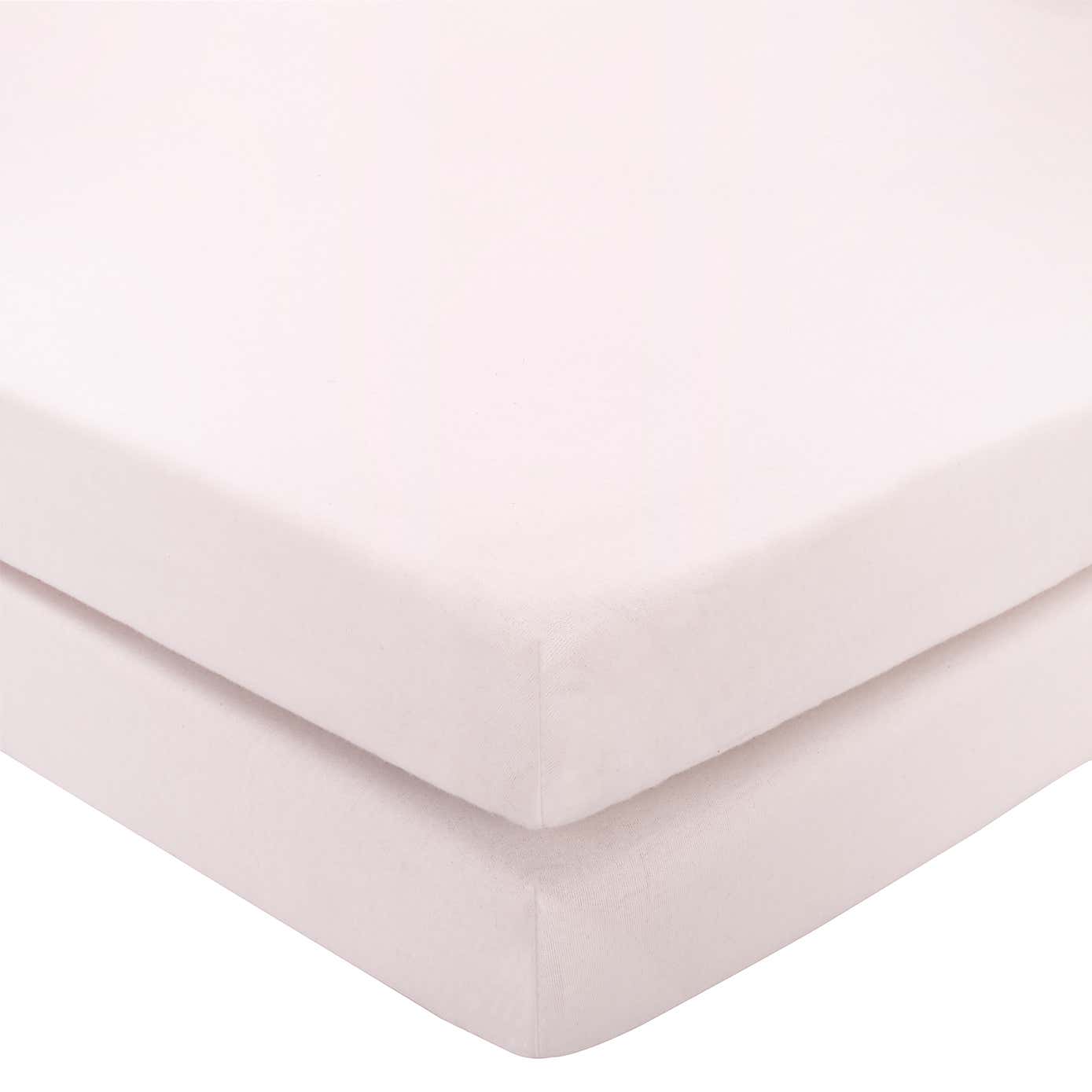 Pack of 2 Plain 100% Cotton Jersey Fitted Sheets