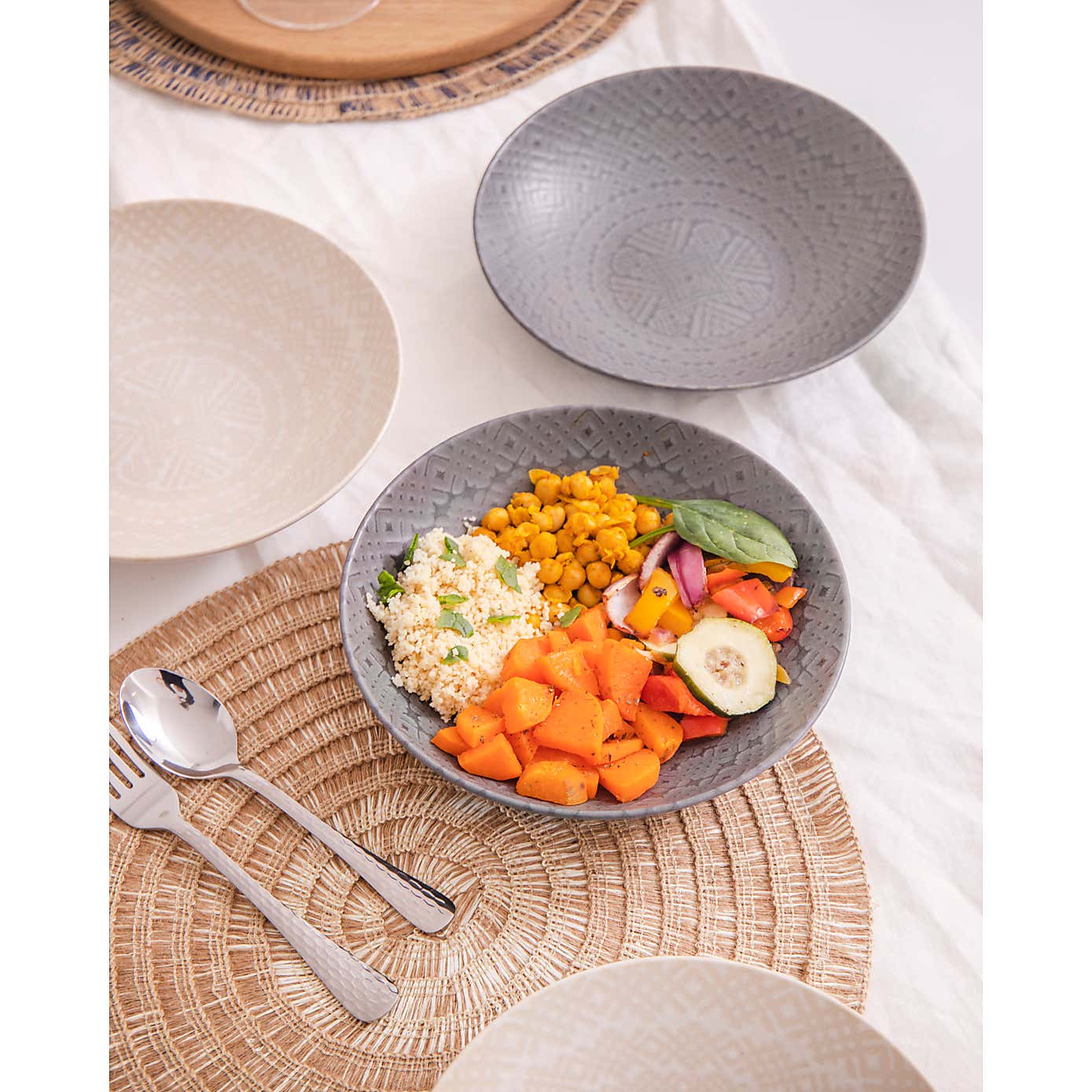 Kitchencraft Set of 4 Grey Stoneware Pasta Bowls