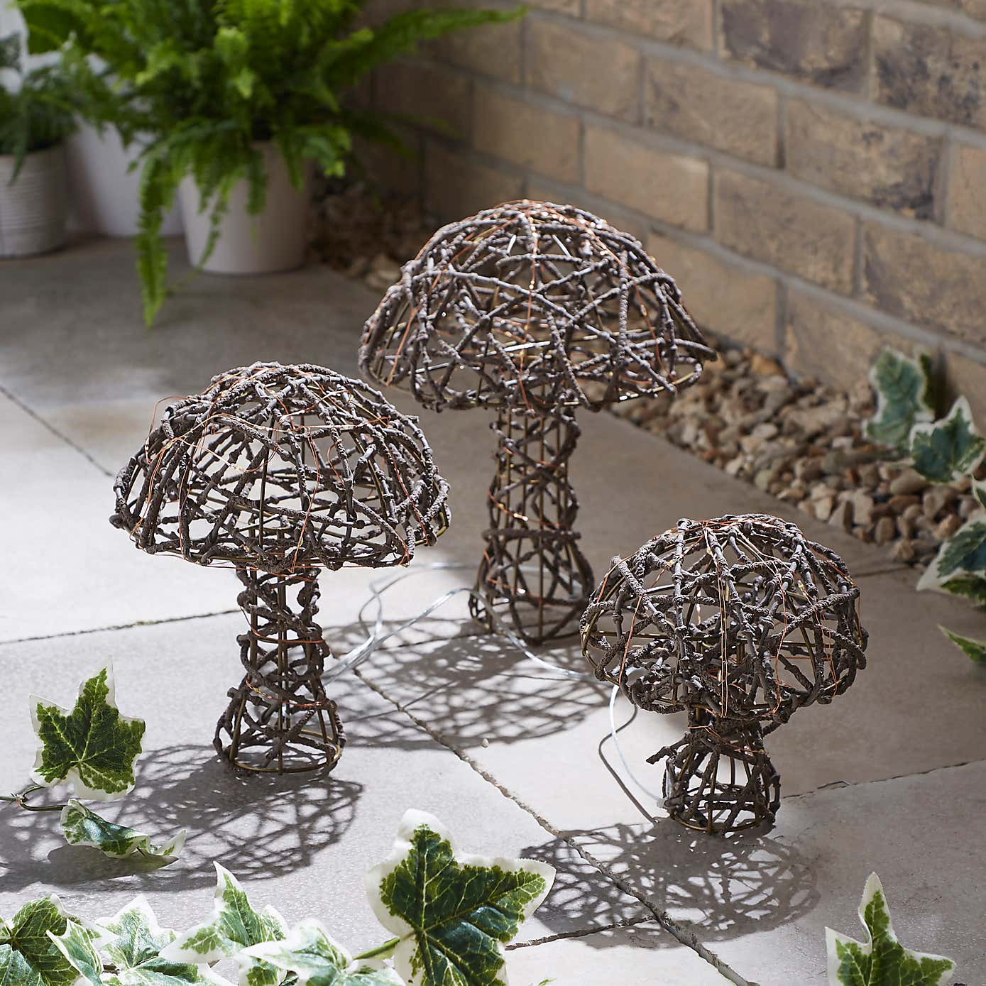 Set of 3 Mushroom LED Indoor Outdoor Lights