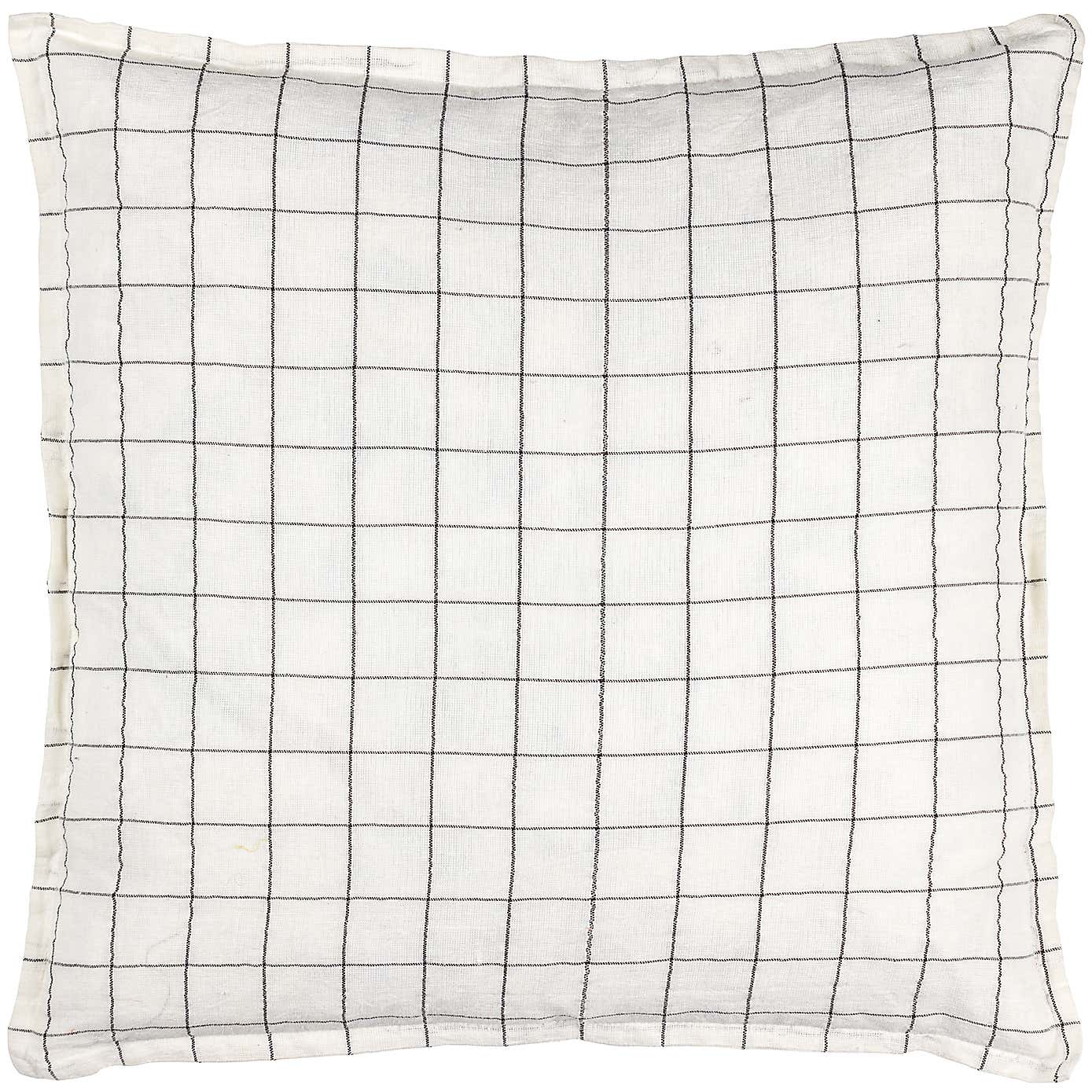 Yard Linen Grid Check Square Cushion Cover