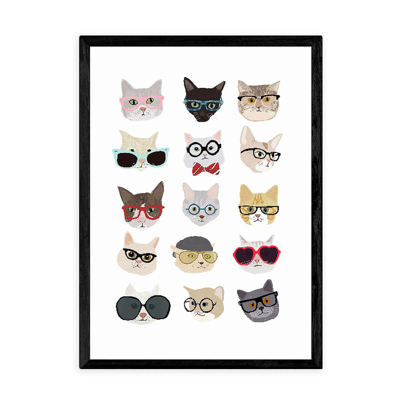 East End Prints Cats in Glasses Print
