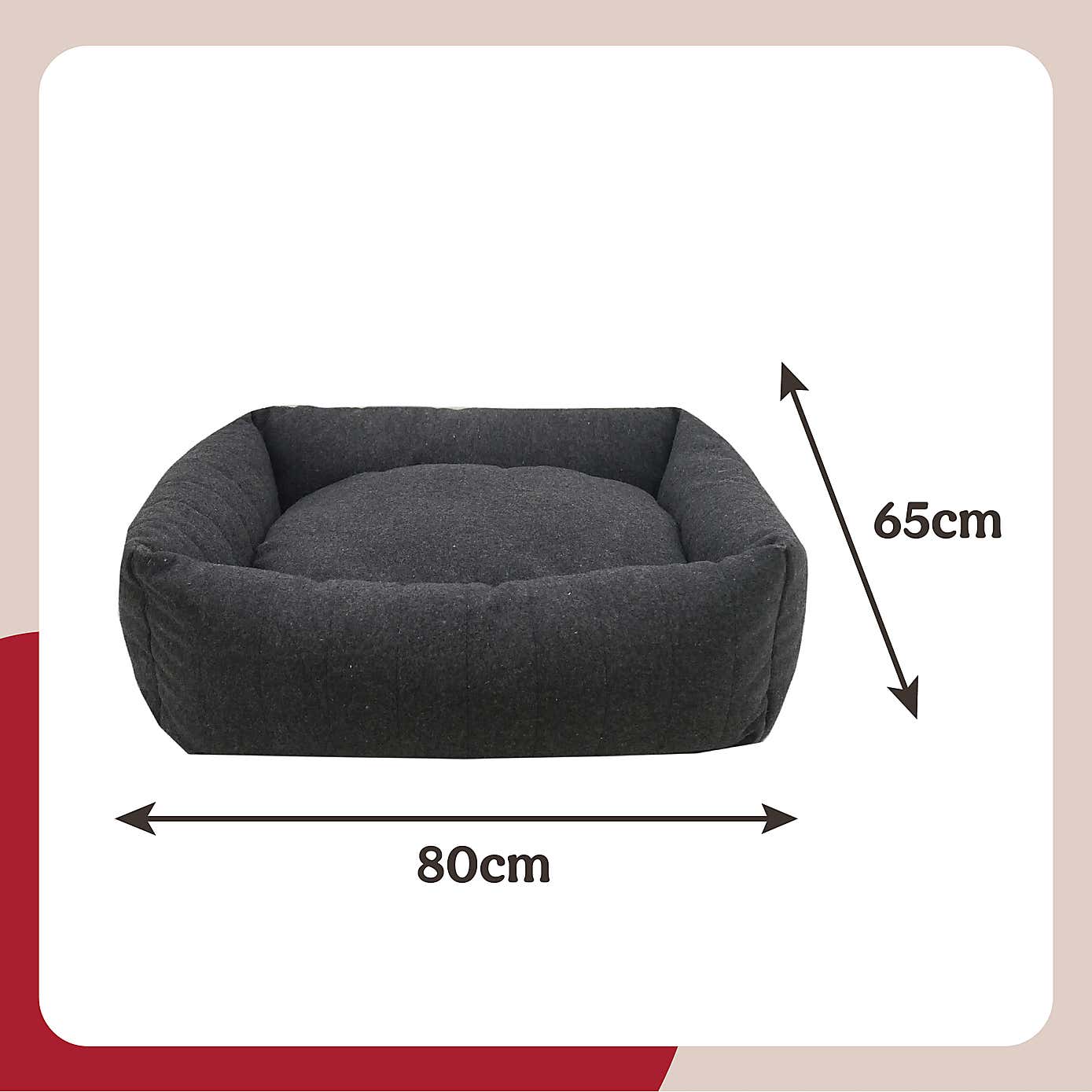 Rosewood Felt Grey Support Pet Bed