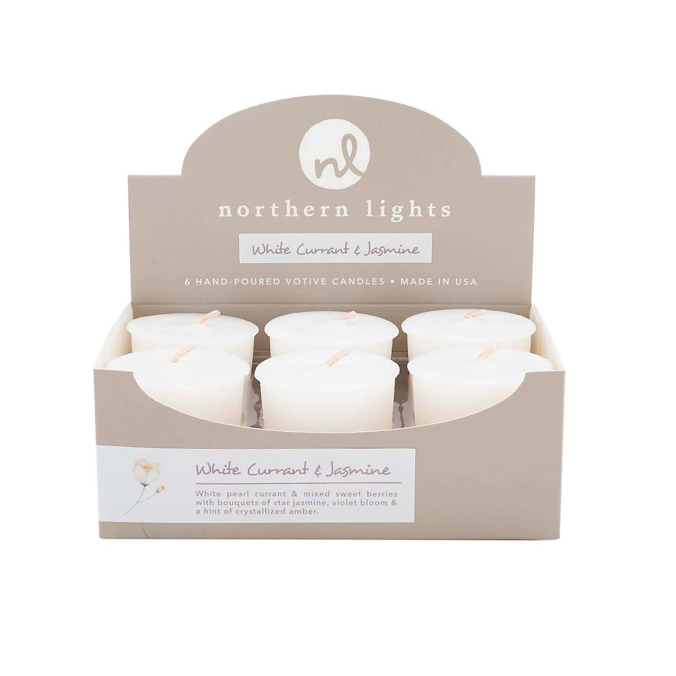 Northern Lights White Currant and Jasmine Pack of 6 Votive Candles