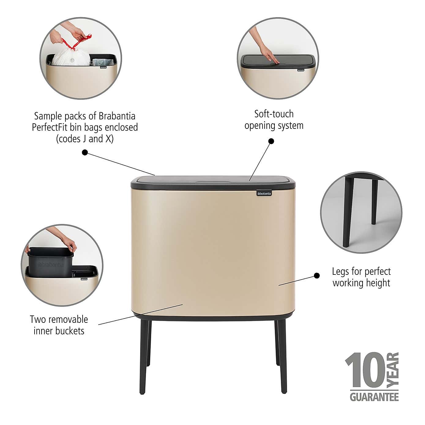 Brabantia Bo Touch Bin 23L 11L