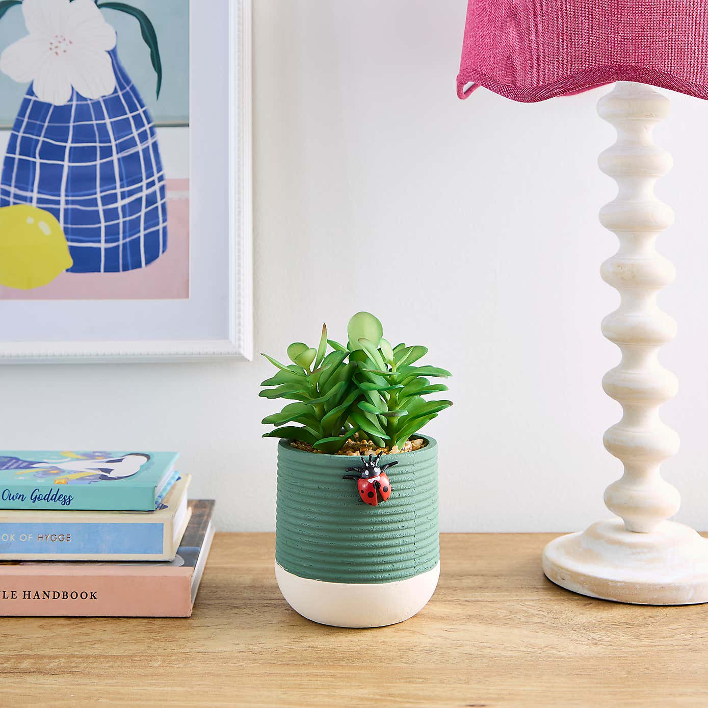 Artificial Succulent with Lady Bird