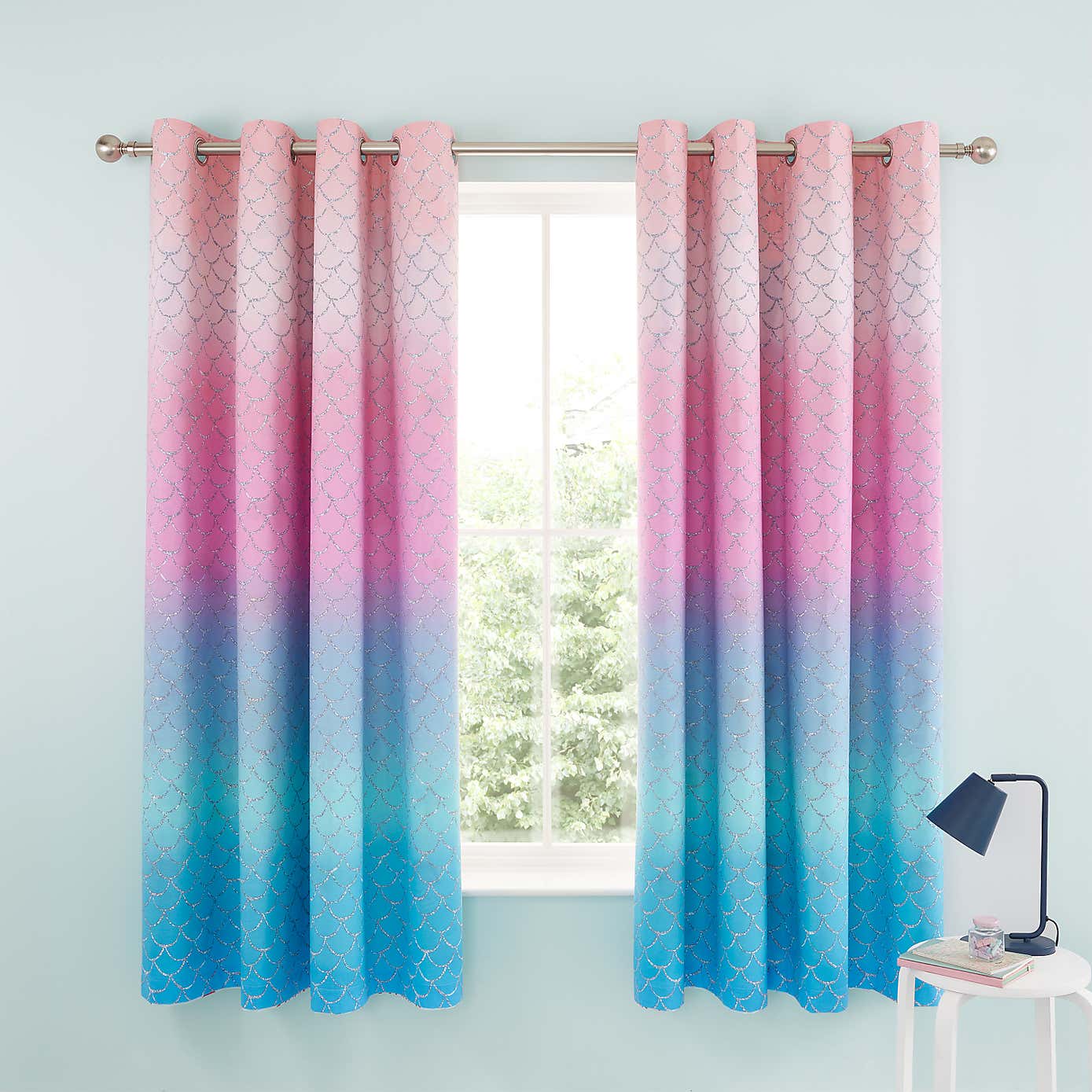 Catherine Lansfield Mermaid Fully Reversible Eyelet Curtains