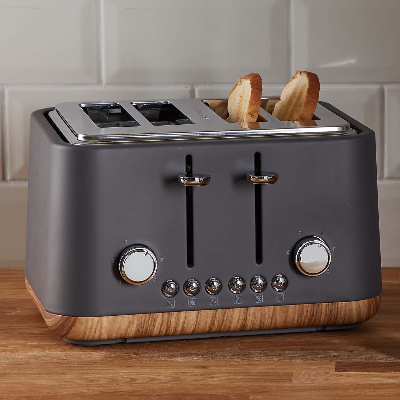 Contemporary Matt Grey Kettle and Toaster Set