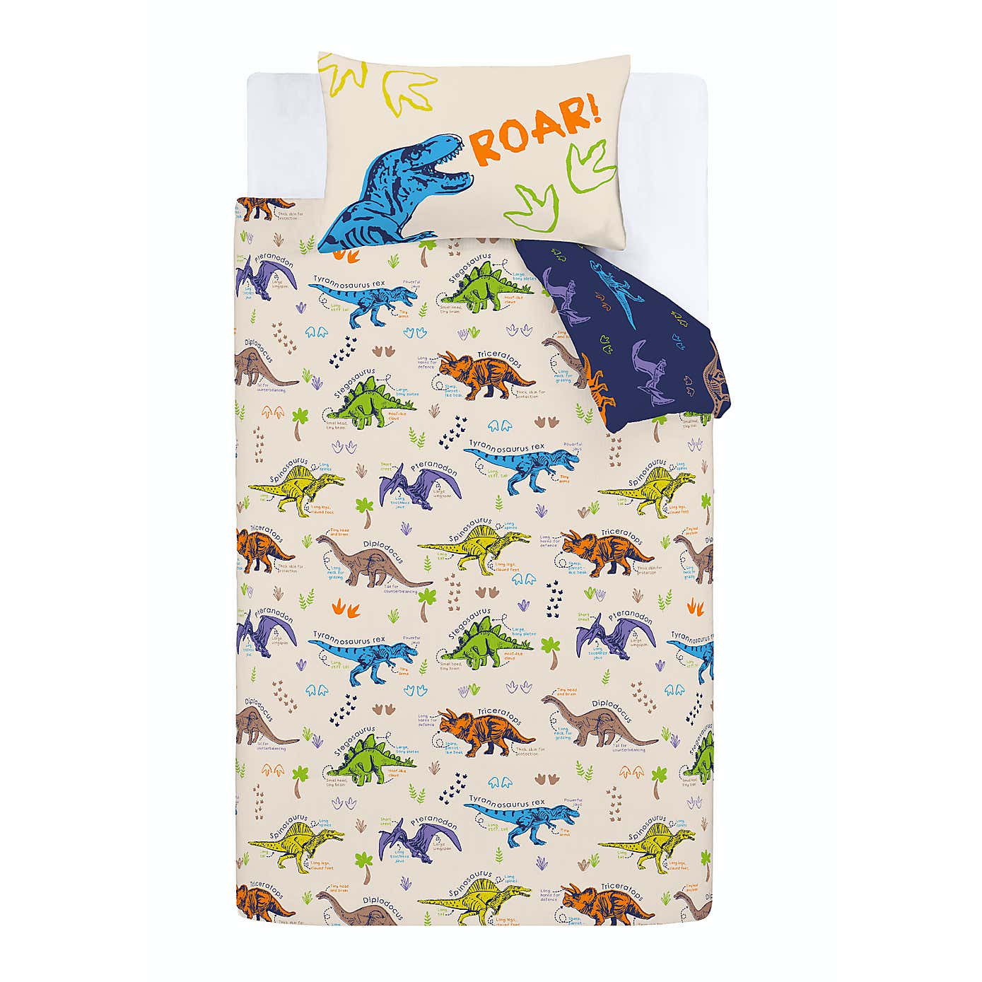 Catherine Lansfield Prehistoric Dinosaurs Polycotton Duvet Cover & Pillowcase Set