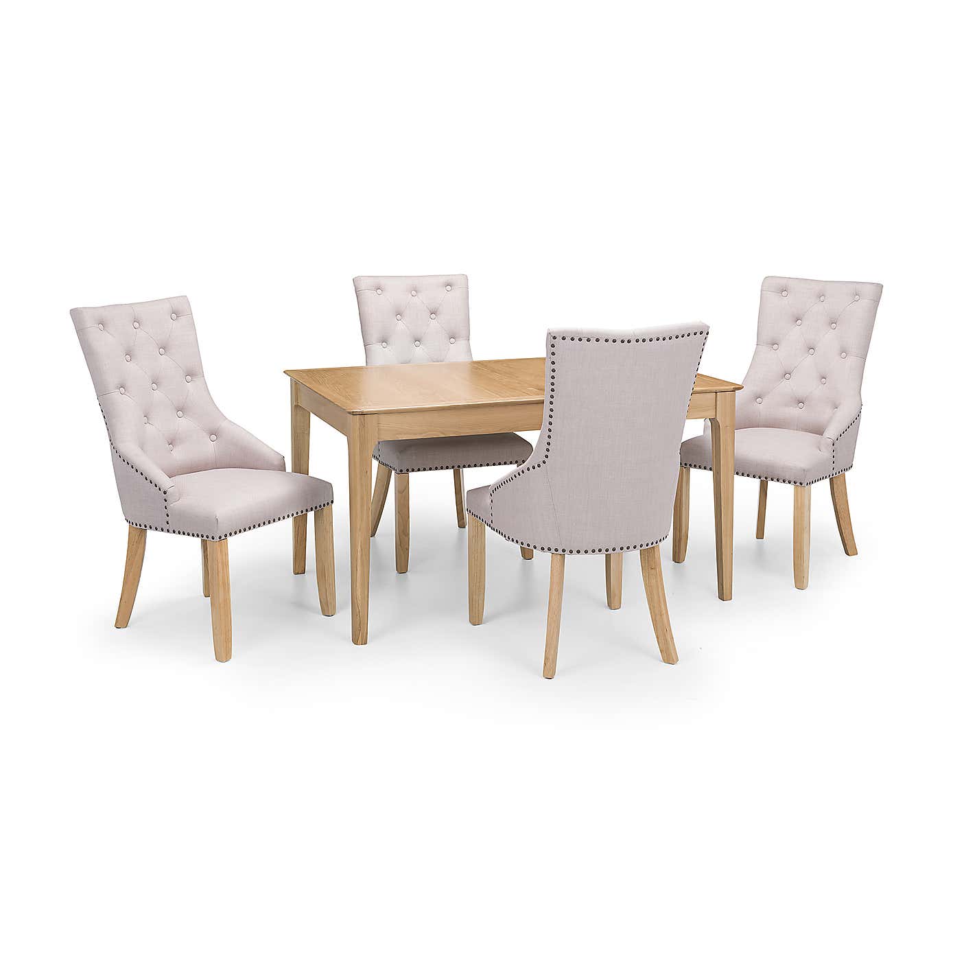Loire Set Of 2 Button Back Dining Chairs, Linen