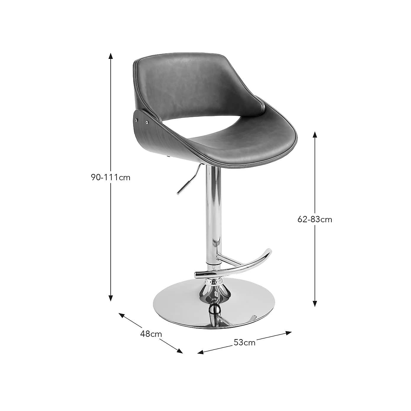 Trento Black Adjustable Gas lift Bar Chair