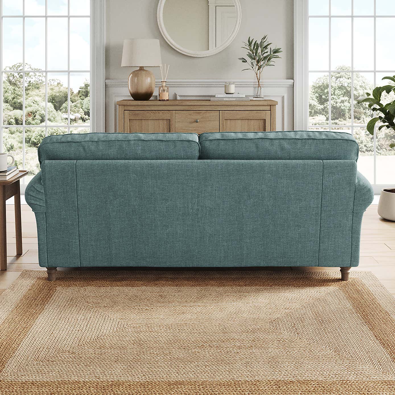 Flori 3 Seater Sofa, Tonal Plush Chenille