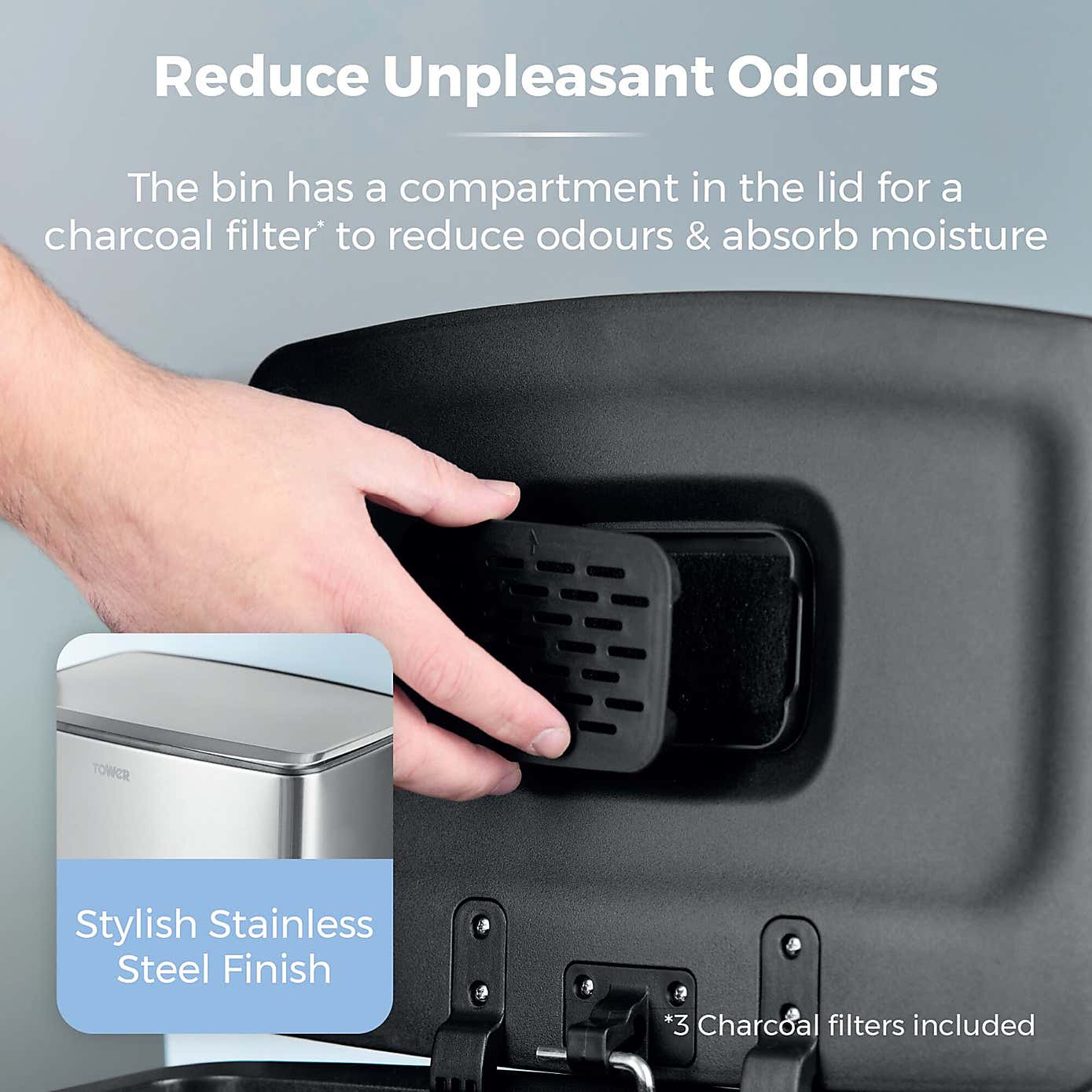 Tower 40L Rectangular Pedal Bin