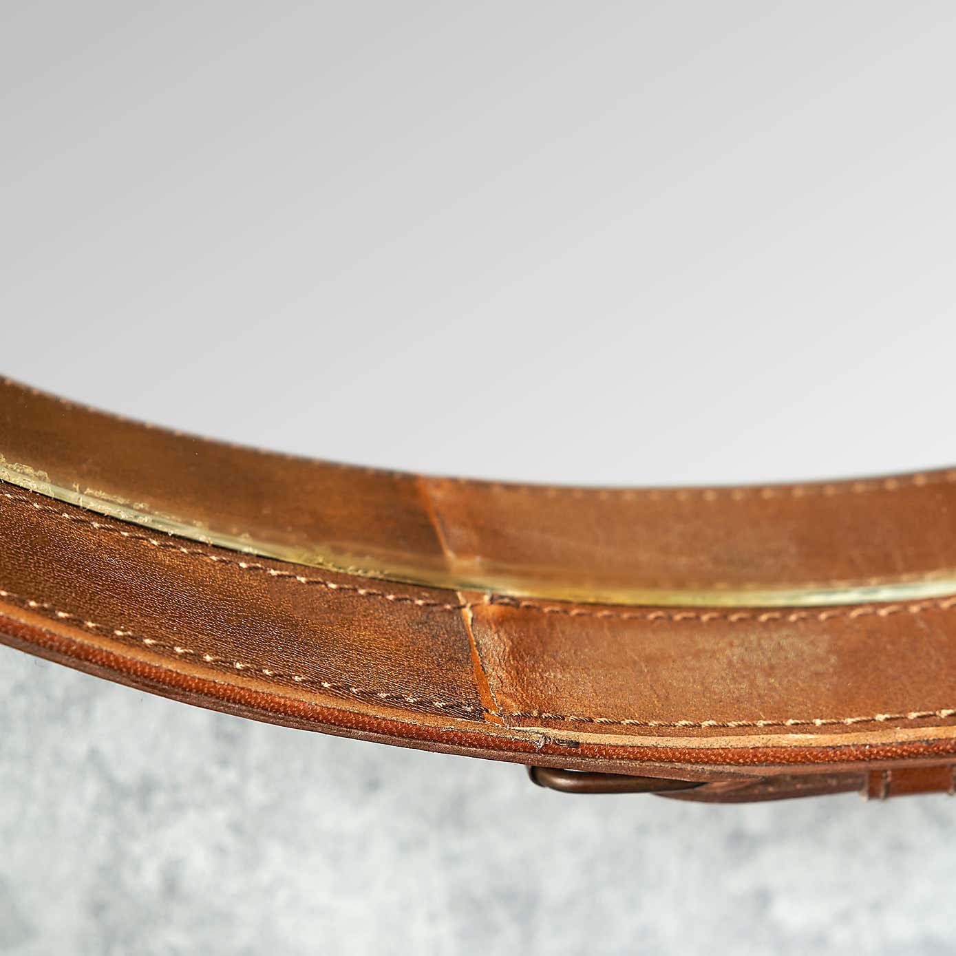 Leather Round Wall Mirror