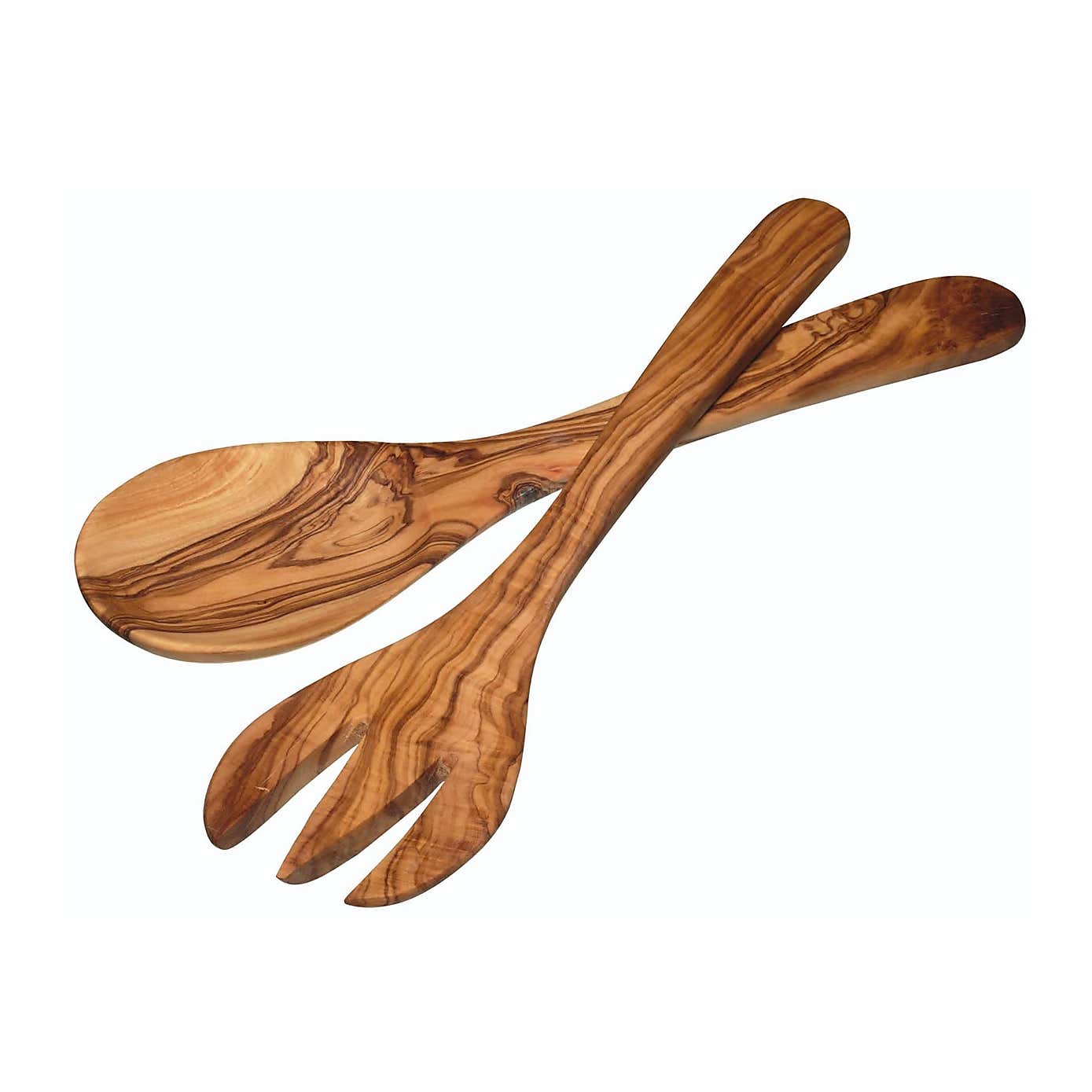 KitchenCraft World of Flavours Italian Olive Wood Salad Servers 29cm