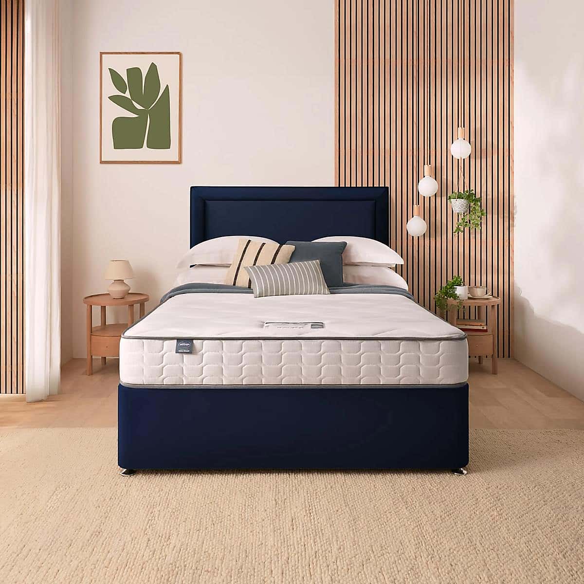 Silentnight 2 Drawer Divan Bed With Velvet Malvern Headboard