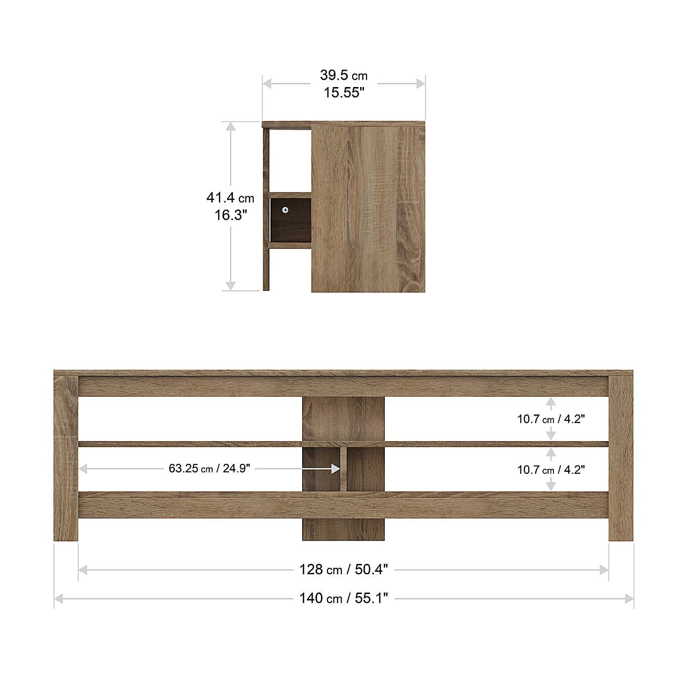 Calibre Wide TV Stand 140cm, Oak Effect