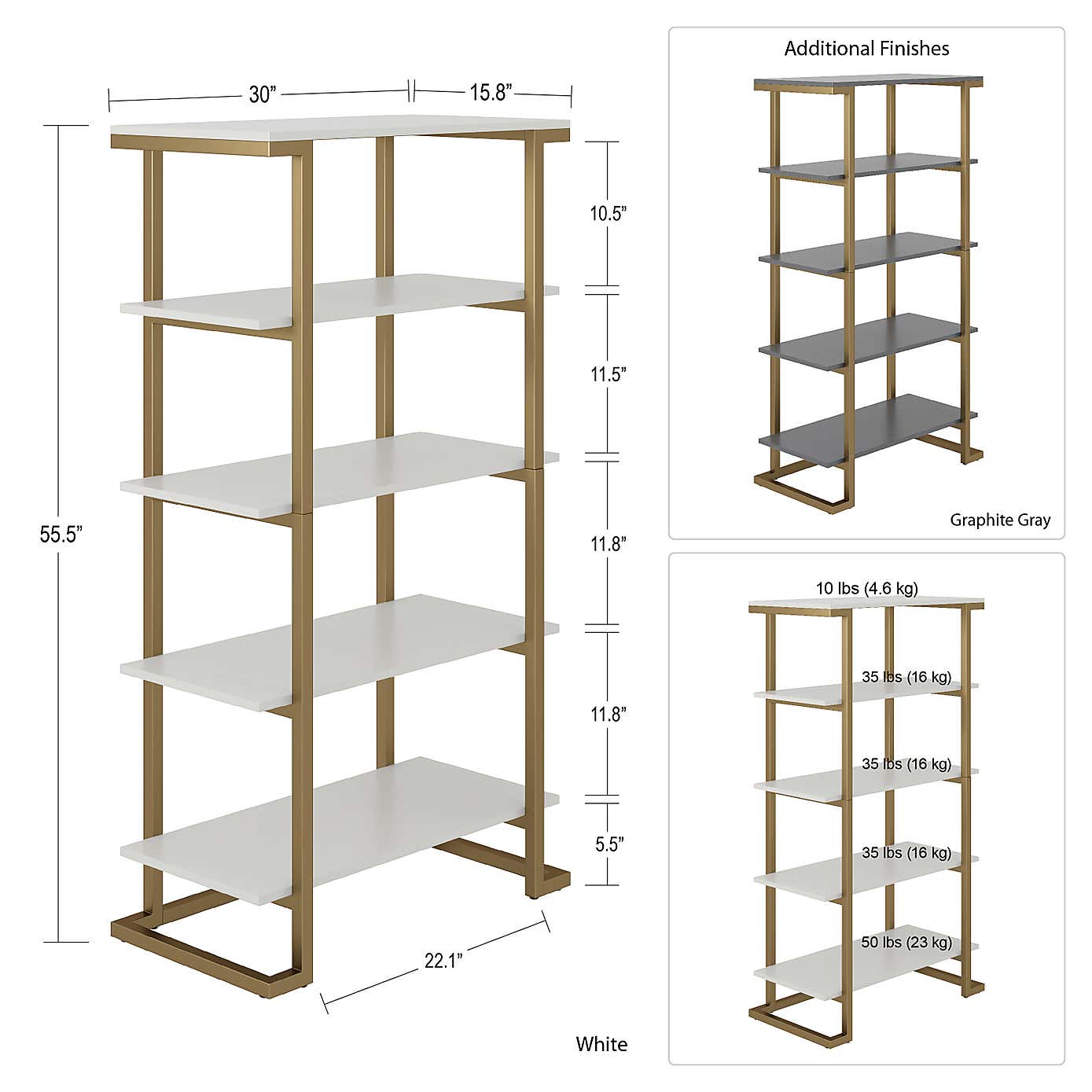 Cosmo Camila 5 Shelf Bookcase
