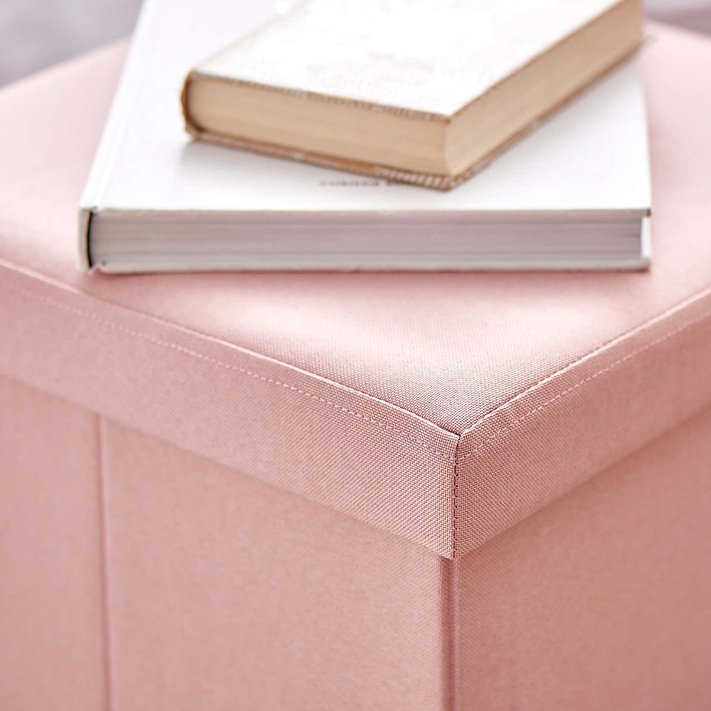 Faux Linen Cube Ottoman