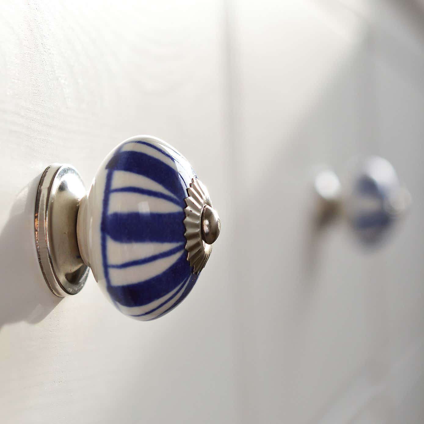 Set of 6 Nicola Spring Navy Lines Round Drawer Knobs