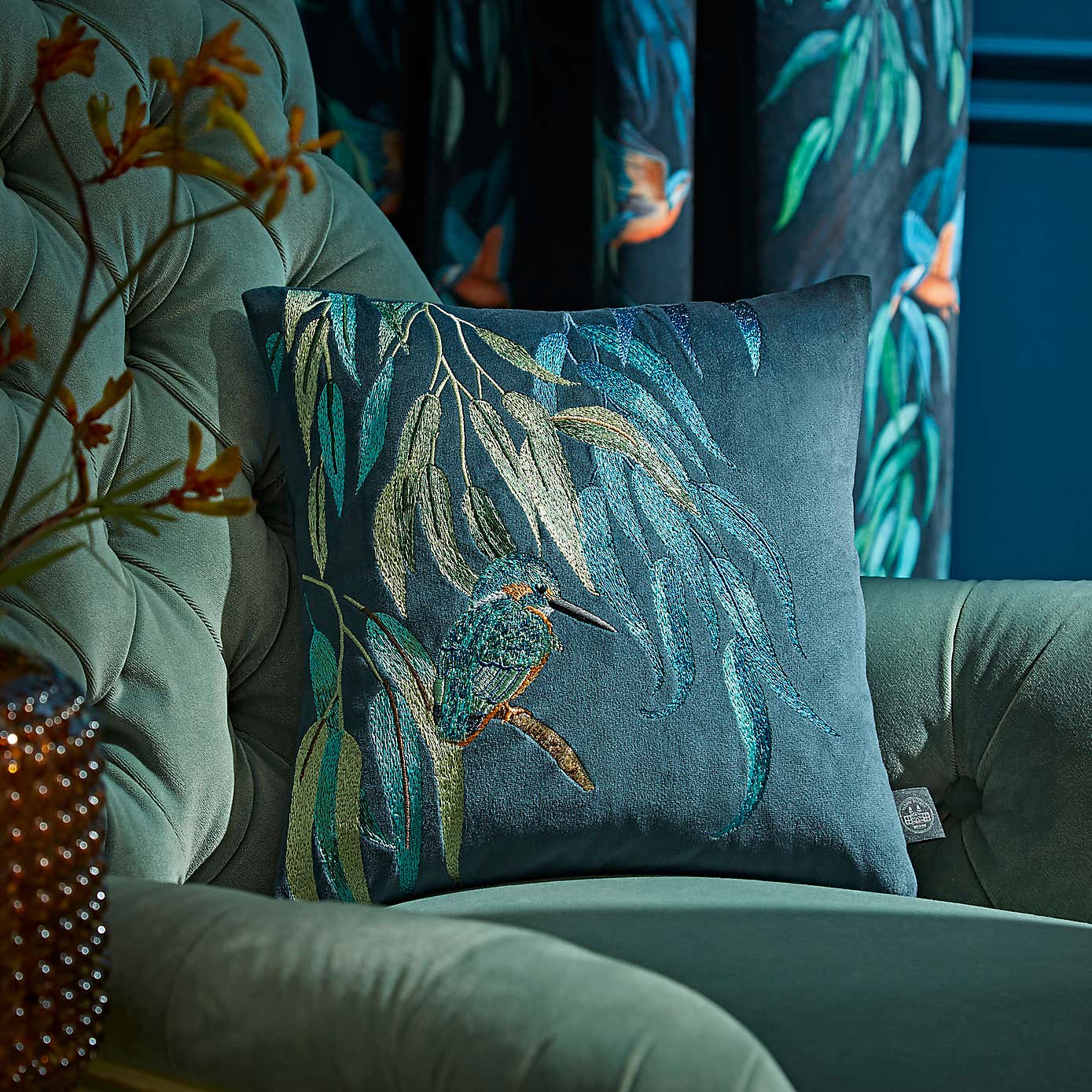 Natural History Museum Kingfisher Cushion Cover