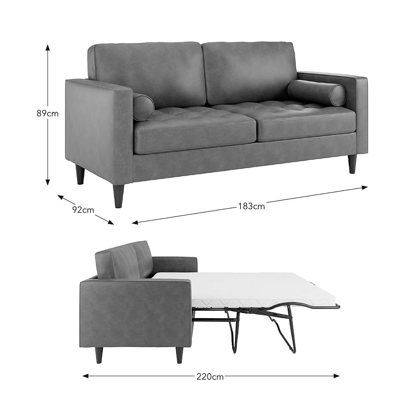 Zoe Faux Leather 3 Seater Double Sofa Bed