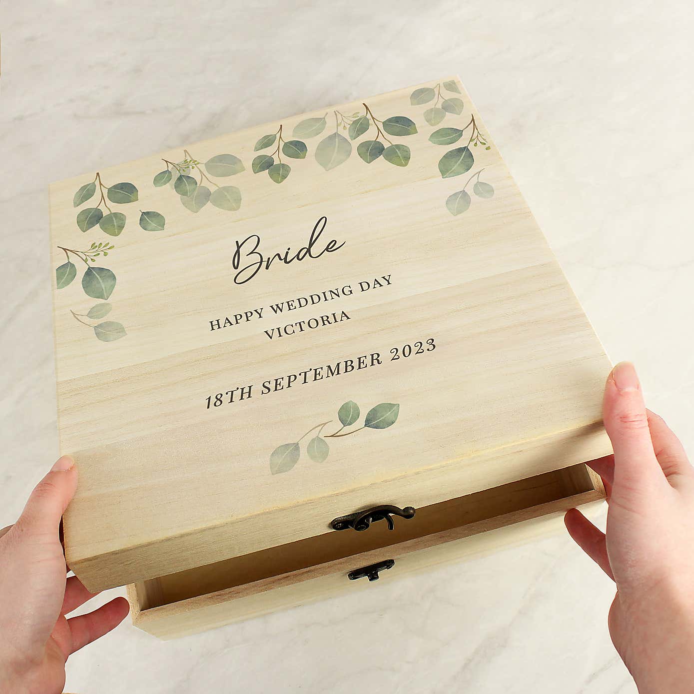 Personalised Botanical Wooden Keepsake Box