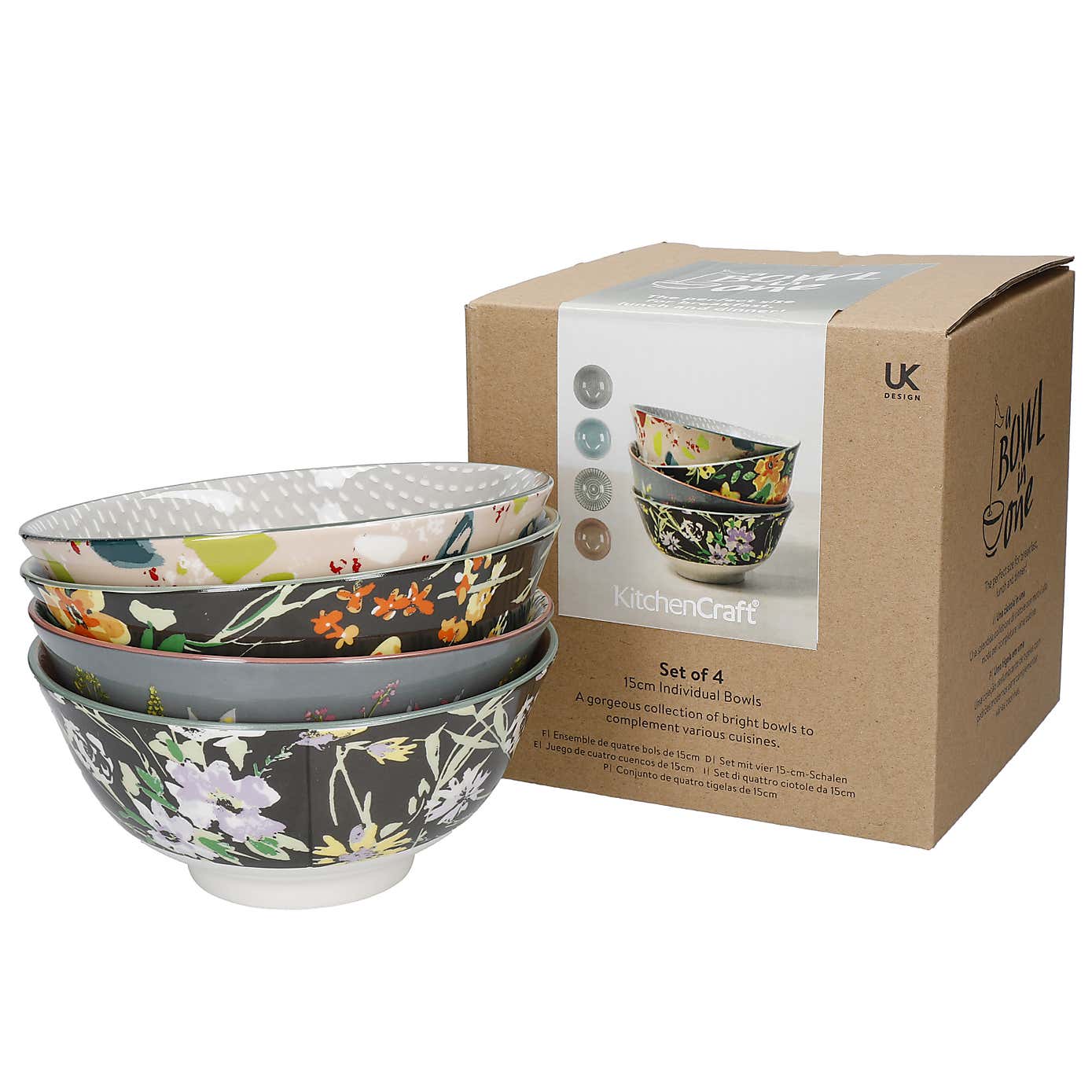 Kitchencraft 4 Piece Floral Bowl Set