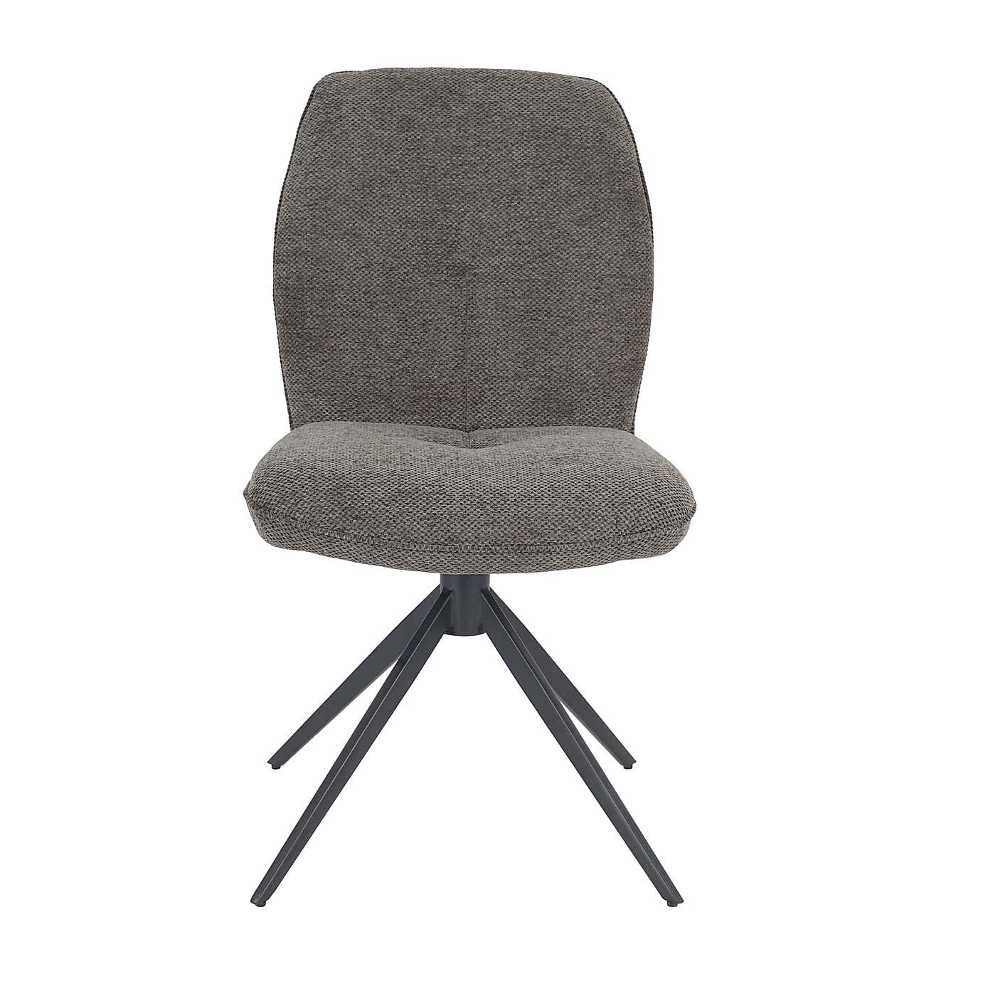 Indus Valley Camden 4-6 Seater Black Round Extendable Dining Table With 6 Pebble Dining Chairs